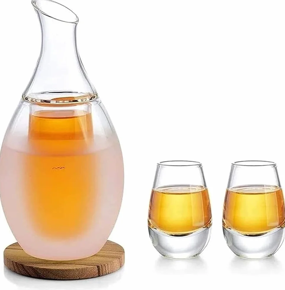 Zestaw karafek do wina i kieliszków do whisky, podwójna warstwa, ciepła i zimna, 44 ml, grube dno, chiński styl, kreatywny zestaw