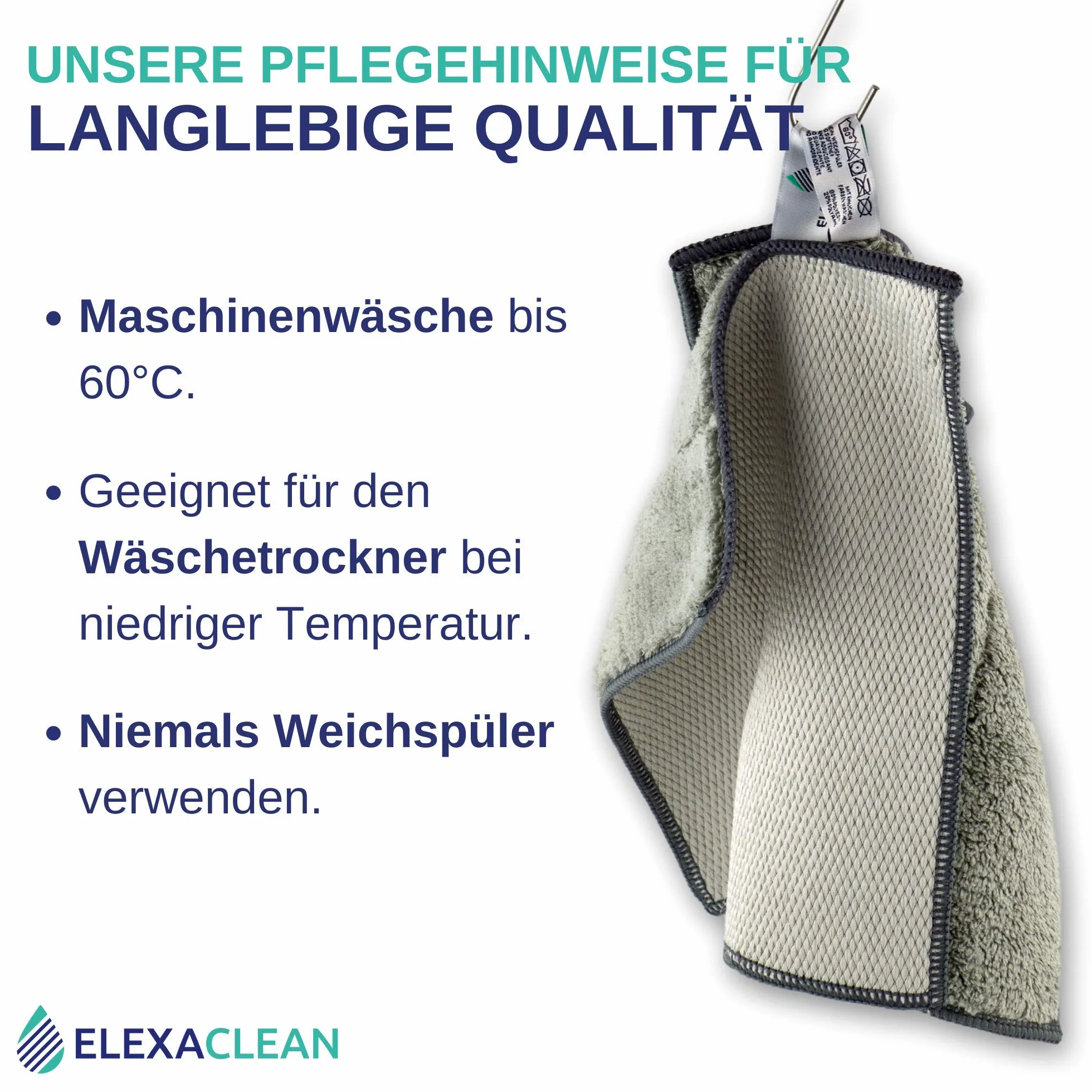 ELEXACLEAN zmywaki do prania - mikrofibra (szare, 8 szt., 24x20cm) ściereczki do naczyń do kuchni i porcelany