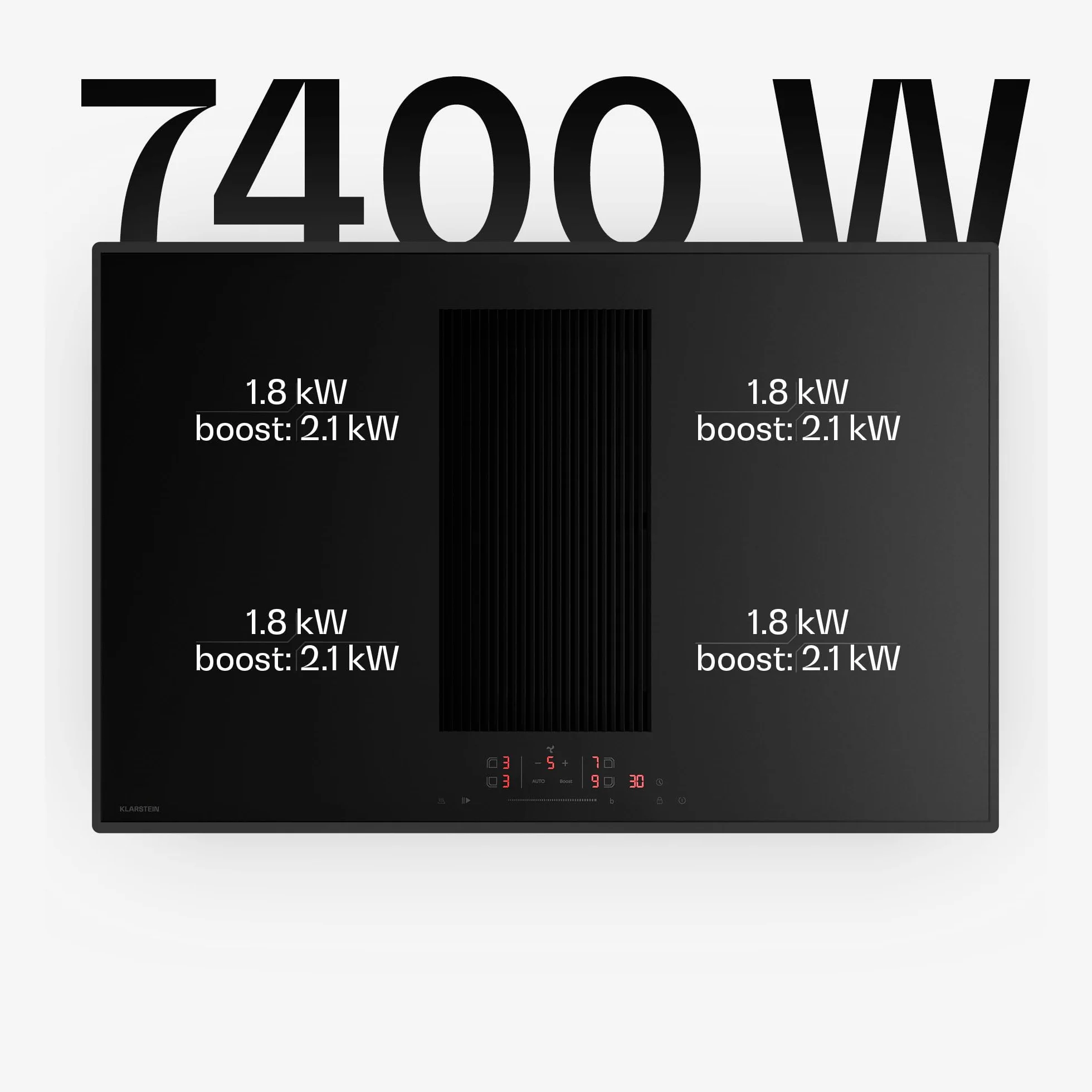 Klarstein Velaire Płyta indukcyjna z wyciągiem - 80cm, 4 strefy, 8400W Boost, Touch-Slider, Timer, blokada dziecięca, wskaźnik ciepła resztkowego, zintegrowana okap, szkło
