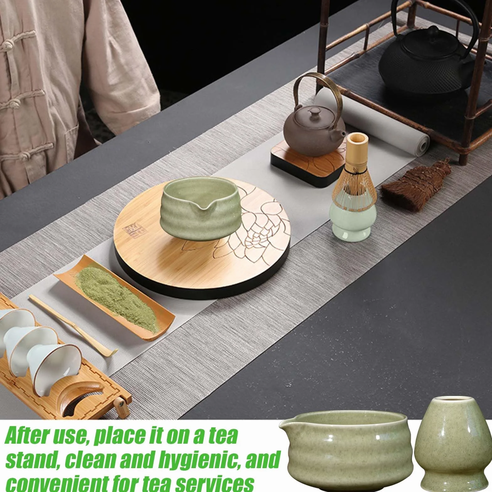 GOMETY Zestaw 2 ceramicznych miseczek do matchy - tradycyjne miski na herbatę na ceremonię parzenia herbaty (matcha)