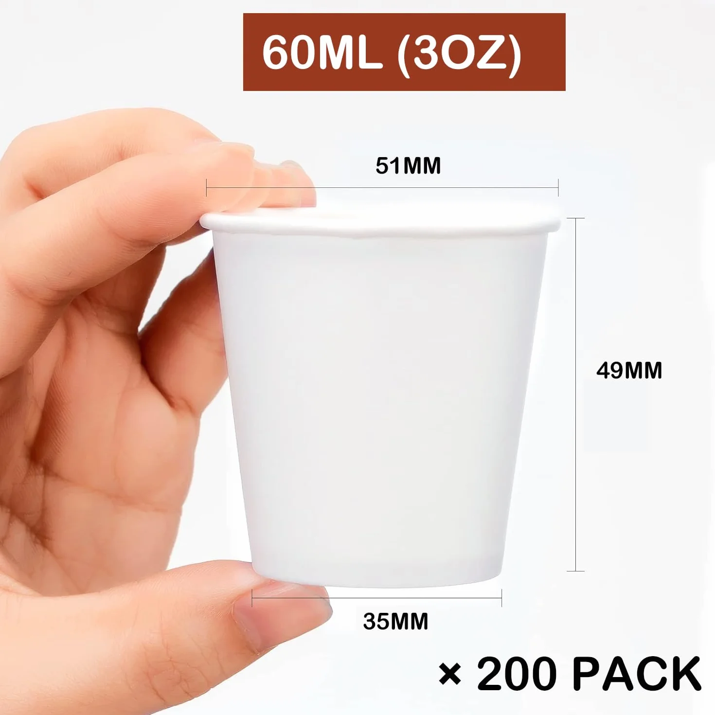 Papierowe kubki 200 sztuk, 60 ml, kubki do kawy, jednorazowe kubki imprezowe, kubki do kawy, tekturowe