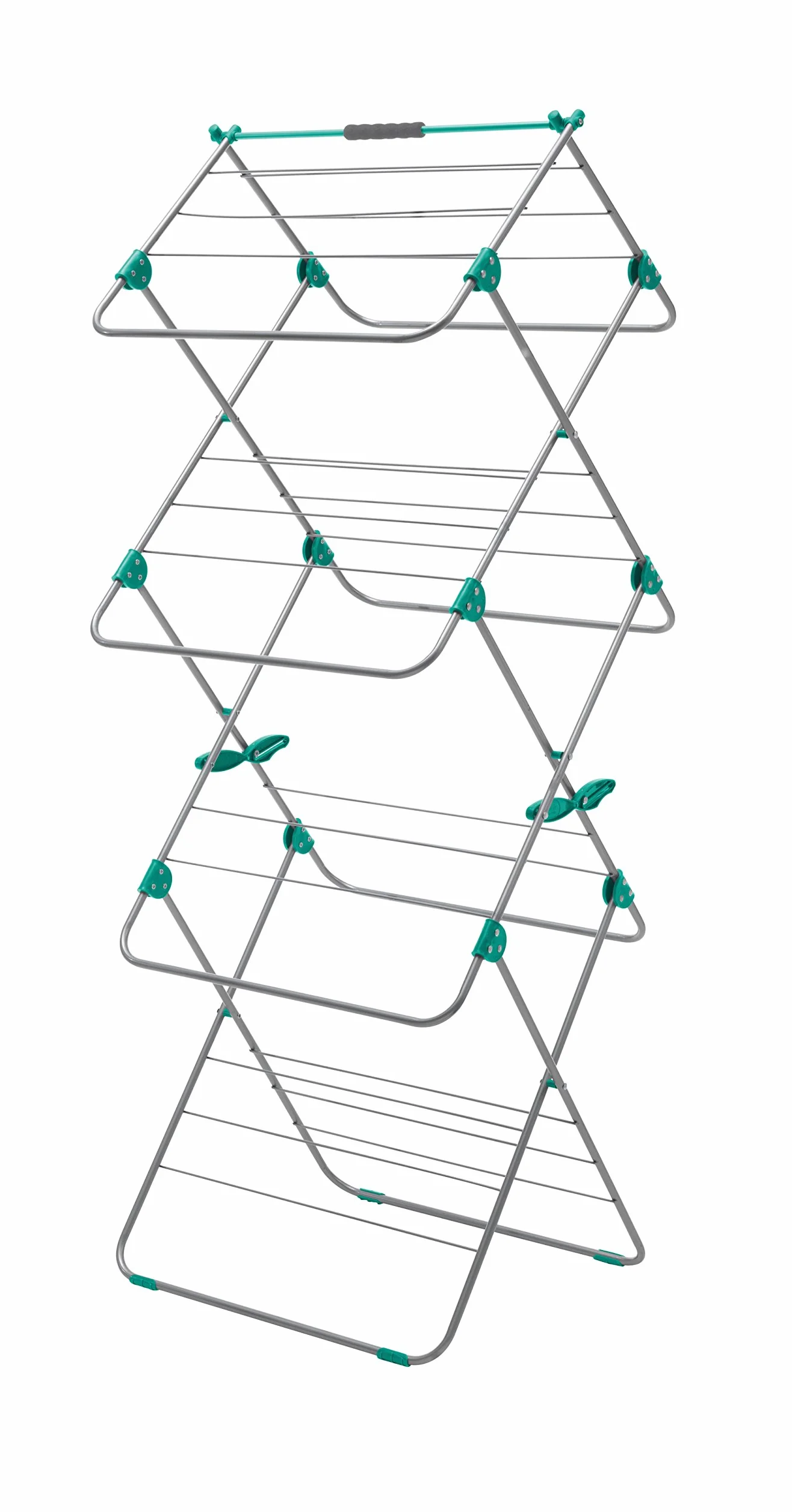 Addis 517567 Easi 3-poziomowa suszarka do pomieszczeń, 15 m, metaliczny Aqua (srebrny/wodny), 5 x 41 x 100 cm
