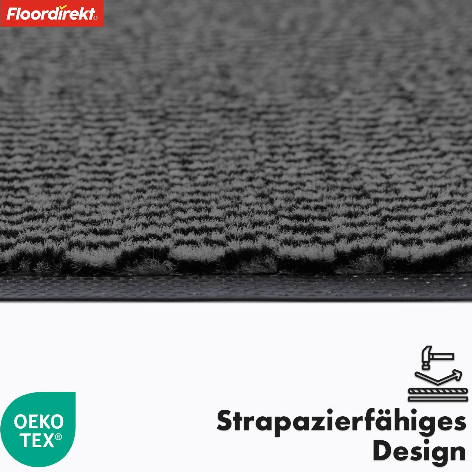 Floordirekt Sky Novo wycieraczka klasy premium, 60 x 90 cm, antracytowa, zatrzymująca brud do wewnątrz i na zewnątrz, antypoślizgowa i nadająca się do prania, wycieraczka do korytarza, dywan do drzwi
