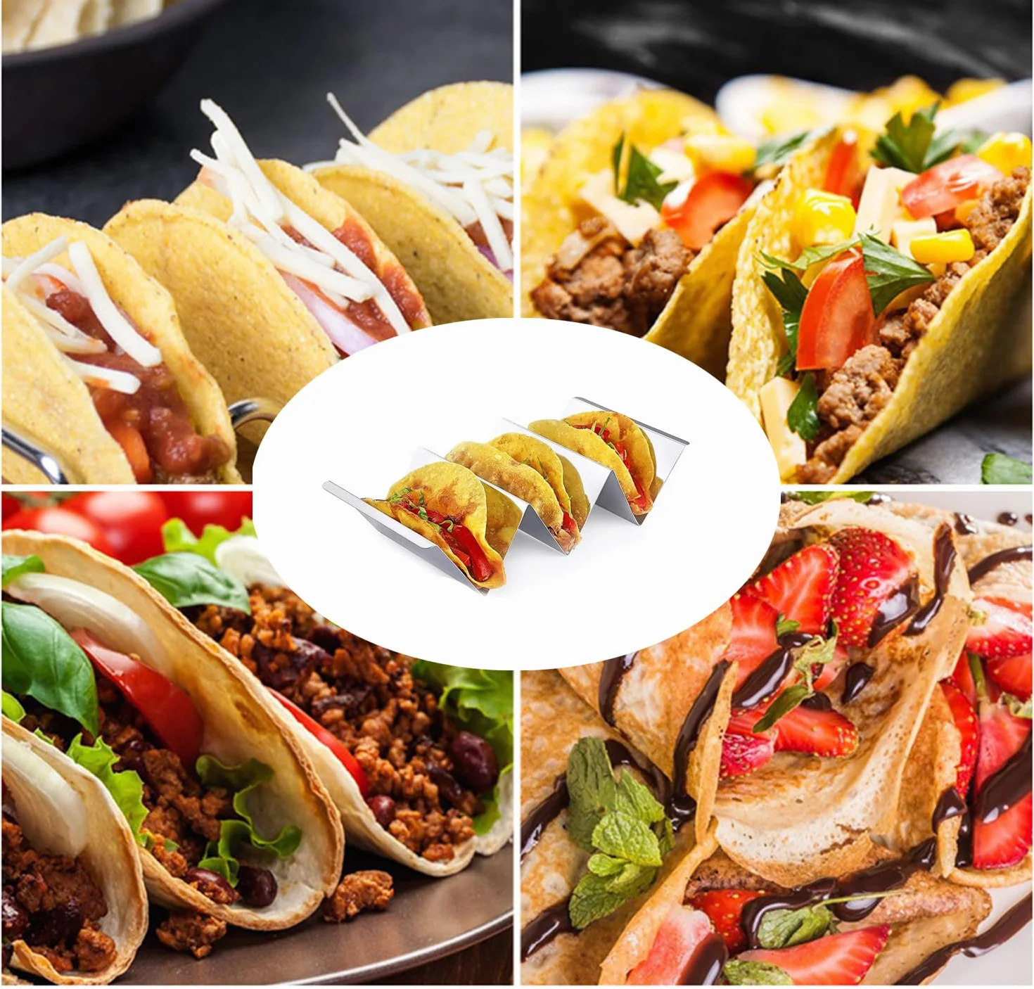 W zestawie ze stali nierdzewnej, uchwyt do hot dog, uchwyt taco, stojak w kształcie fali, na kanapki, do restauracji, na imprezę, festiwale (2 sztuki)