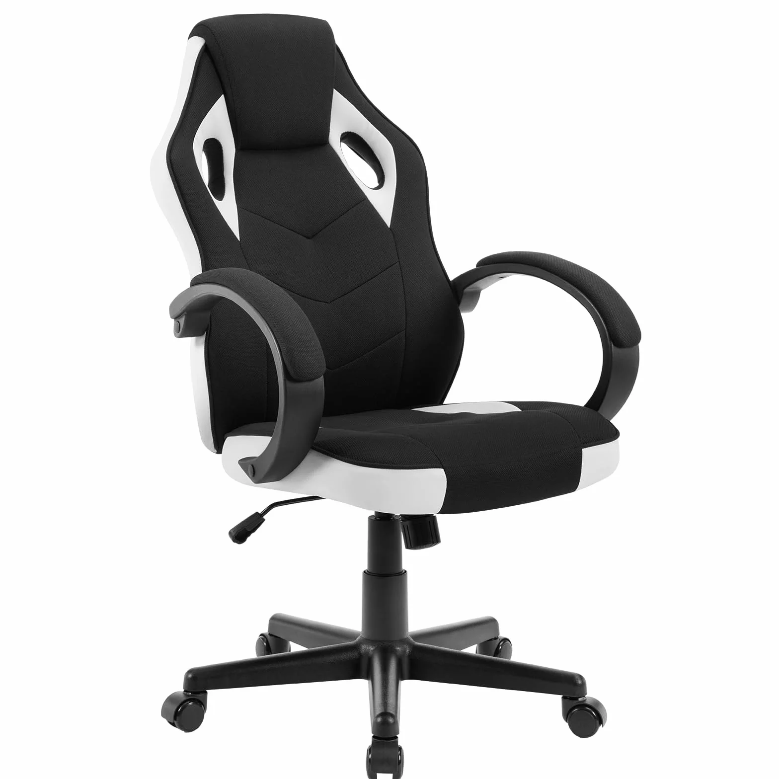 WOLTU krzesło gamingowe na lato, oddychające krzesło biurowe, obrotowe, ergonomiczne krzesło z poliwęglanu (PC), obciążenie 150 kg, z podłokietnikami, regulacja wysokości, wyściełane, tkanina
