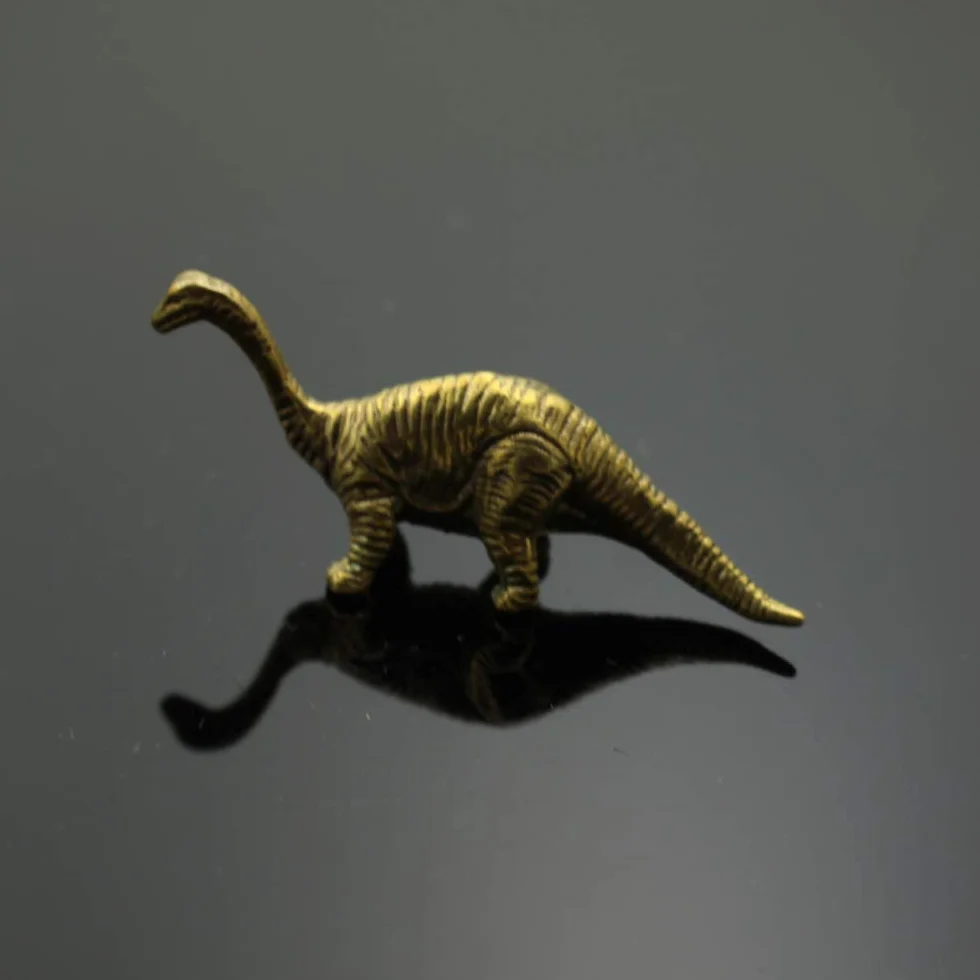 Mosiądz jurajski dinozaur mini ozdoby na biurko do salonu miedziana statua dinozaury zwierzę rzeźba herbata zwierzę domowe dekoracja figurki prezenty
