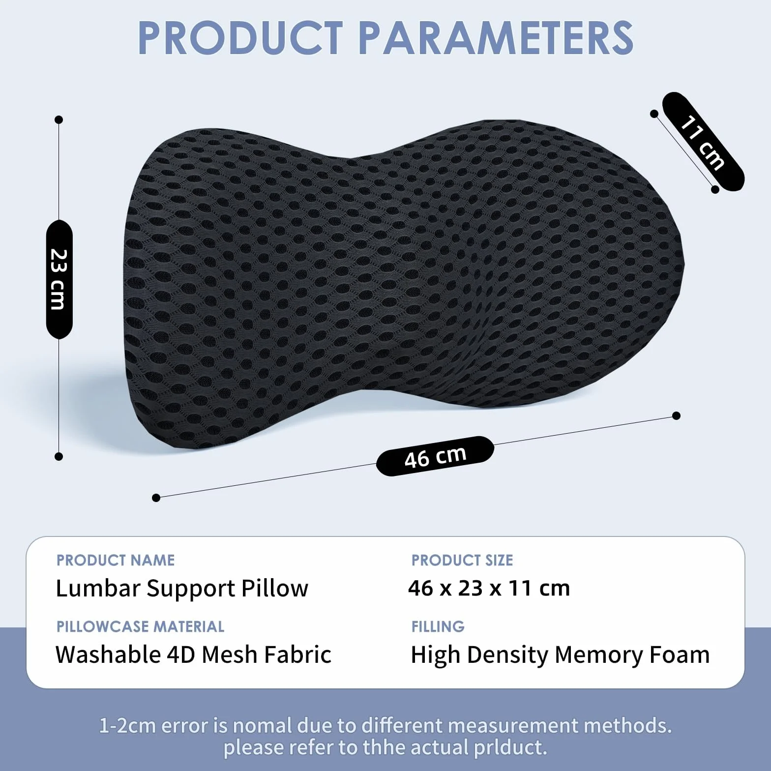 Poduszka lędźwiowa, poduszka lędźwiowa do samochodu i krzesła biurowego, poduszka lędźwiowa z pianki memory na dolne plecy, ergonomiczny design, czarna