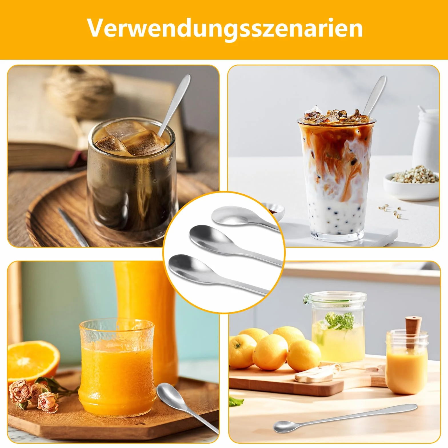 Łyżki do Latte Macchiato Zestaw 12 Sztuk ze Stali Nierdzewnej