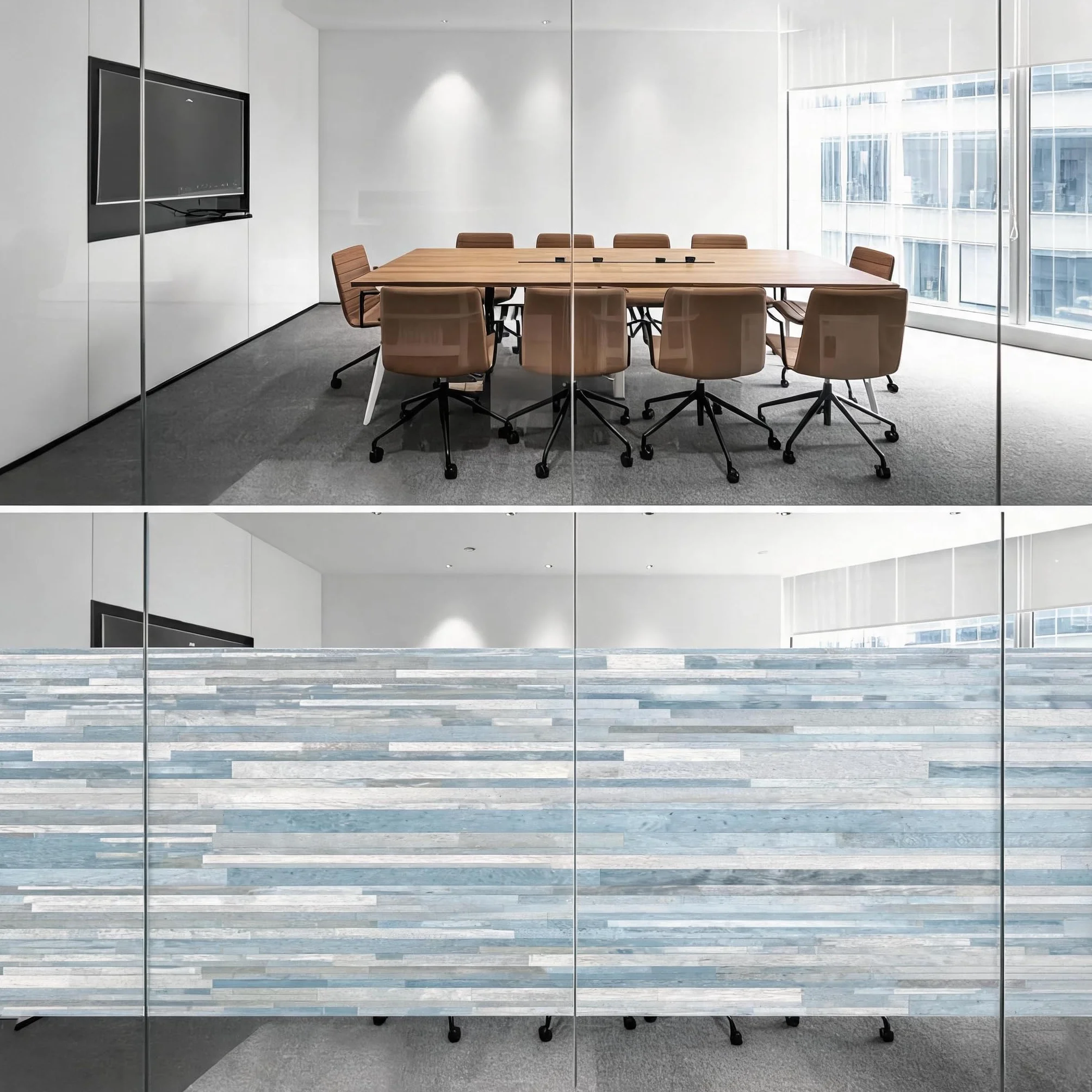 Matowa Folia Okienna 120 x 600 cm Kontrola Ciepła Blokada UV Folia Dekoracyjna Do Okien Z Powłoką Anty-Fog, Antystatyczną I Bez Kleju Do Domu, Łazienek, Kuchni I Biur, Imitacja słojów drewna