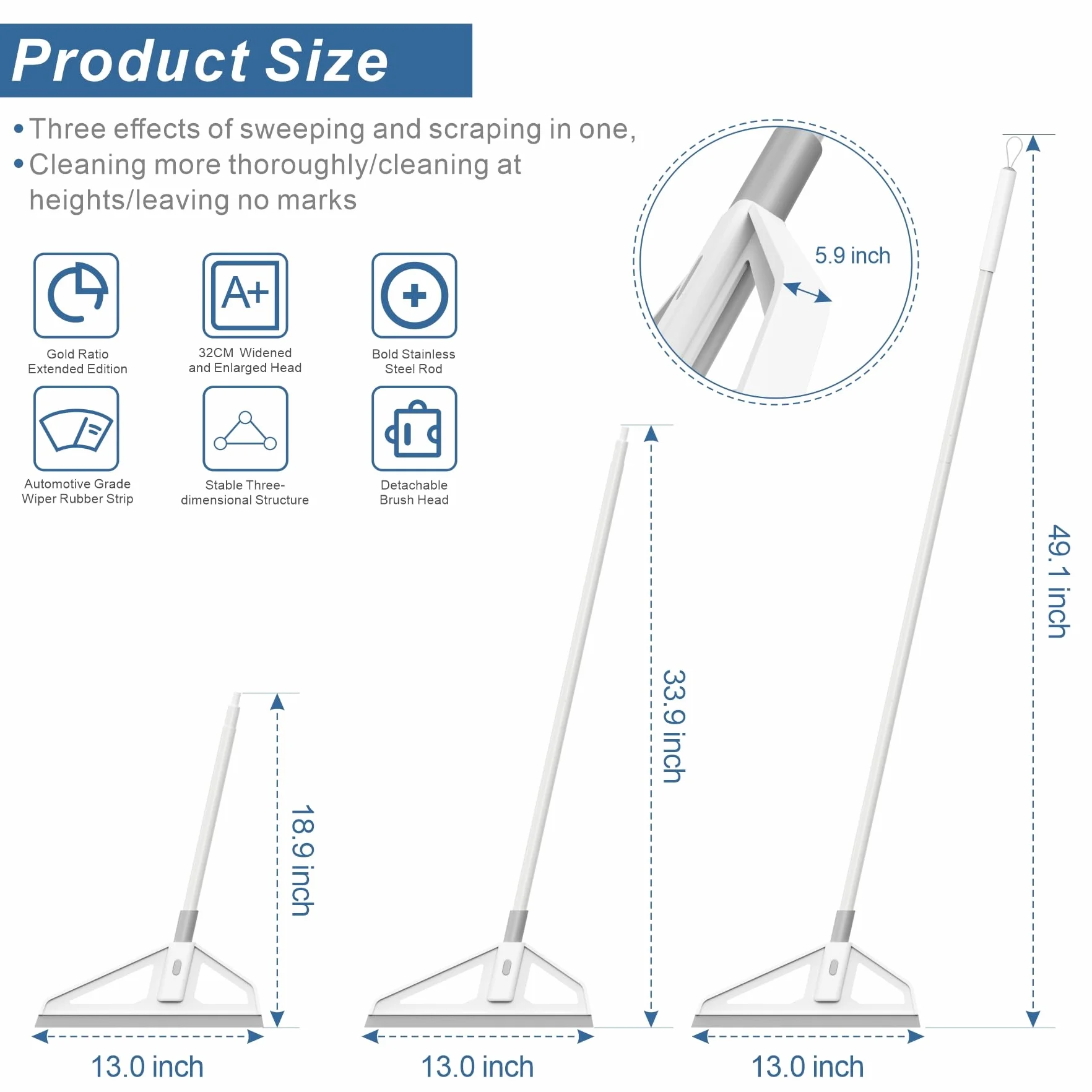 Magiczna miotła, magiczna miotła do szorowania, rakla do miotły, wielofunkcyjna magiczna miotła z przedłużeniem żelaznych rur, słupy natryskowe, trwalsze usuwanie wody i kurzu, elastyczna silikonowa