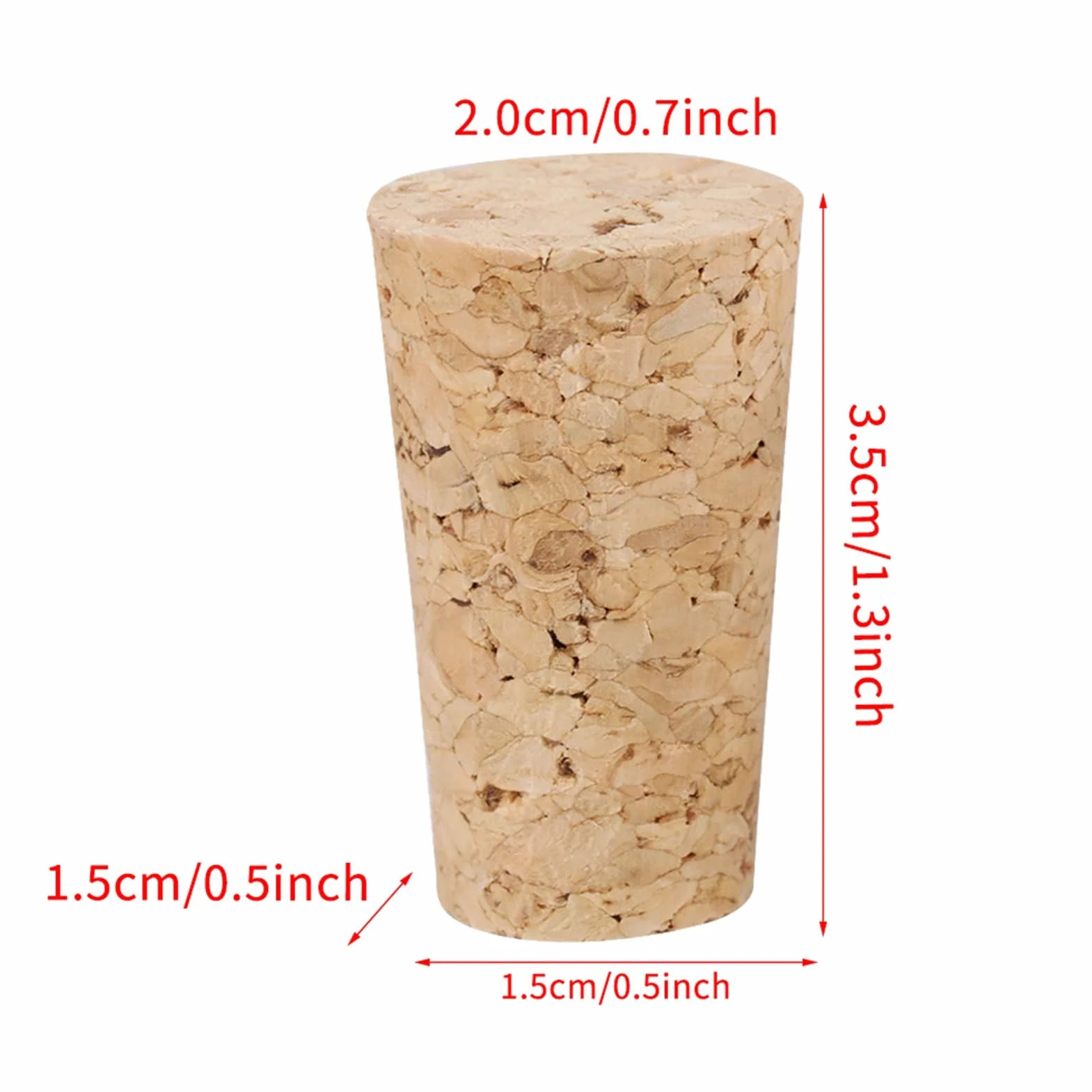 Korkowe korki naturalne korki do wina, stożkowy drewniany korek korki drewniane do butelek wina naturalny korek rękodzieło wymienne korki do piwa wina (S: 20 * 15 * 35 mm)