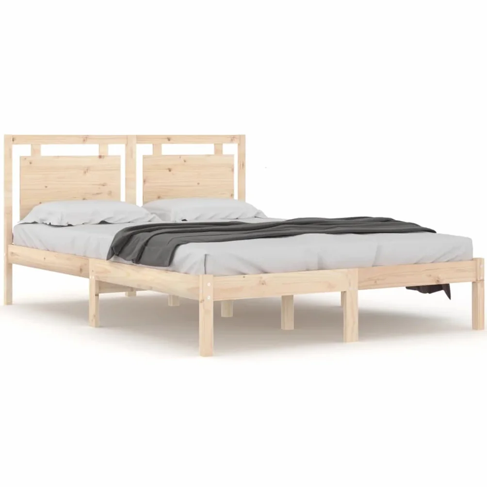 Lite sosnowe Klasyczna rustykalna listwy ze sklejki Brąz 120 x 200 cm | Rama łóżka lite drewno sosnowe 120x200 cm stelaż pod materac wezgłowie klasyczna sypialnia