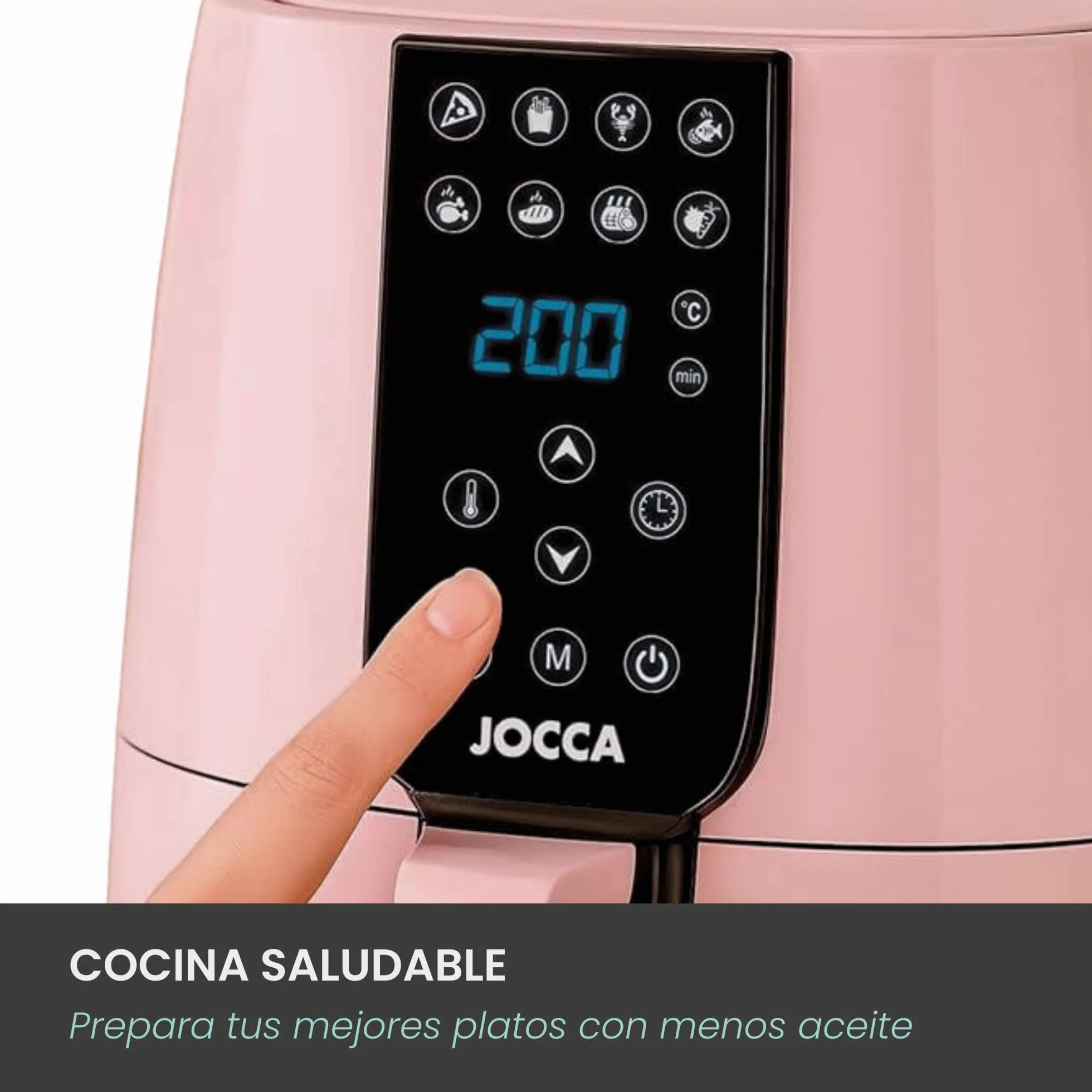 JOCCA - Frytkownica na gorące powietrze 3,8 l | Linea Sweet Frytkownica bezolejowa | Air Fryer 3,8 litra | Timer | regulowana temperatura | Zdrowa kuchnia | 1450 W | ekran dotykowy LED | oszczędność