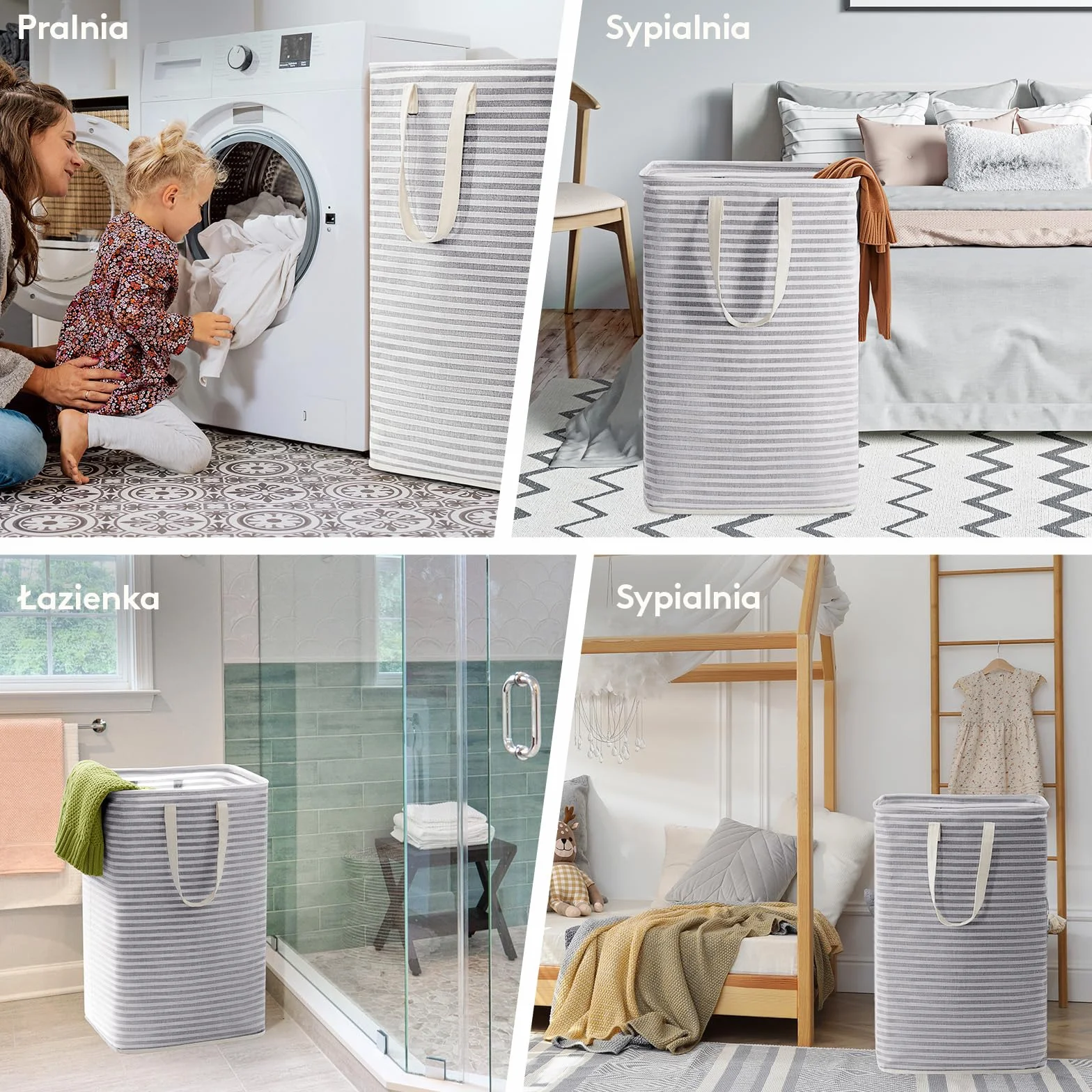 Lifewit Kosz na Pranie z Uchwytem, Duży Składany Wodoodporny Kosze Brudna Ubrania, Laundry Basket do Odzież, Sypialnia, Szary, 80L
