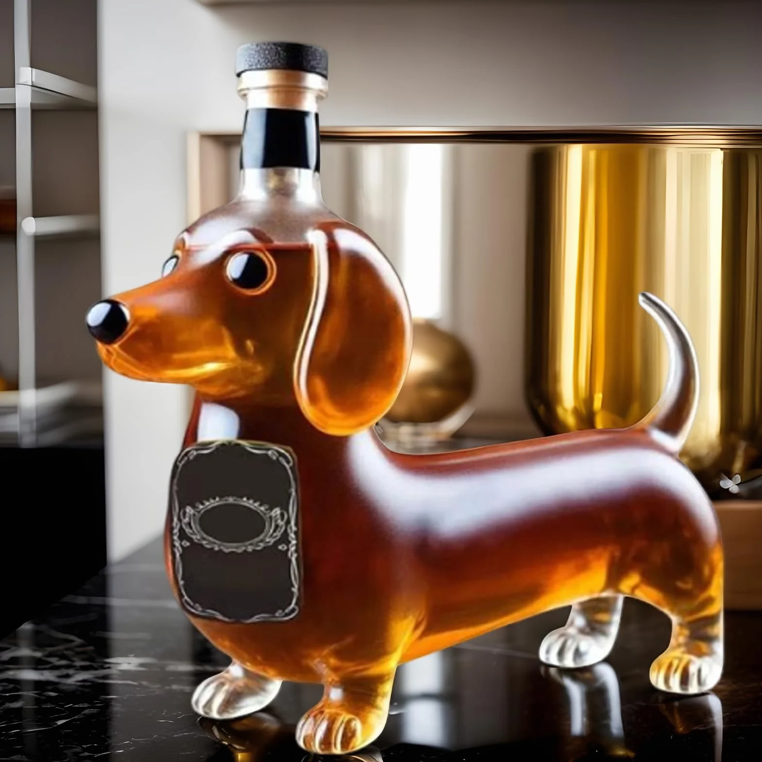 Jamnik butelka na whisky dla, karafka 3D, jamniki, butelki na wino, szklane butelki z pokrywkami, ozdoba dla kiełbasy, pojemnik na wino do baru, domu, na parapetówkę