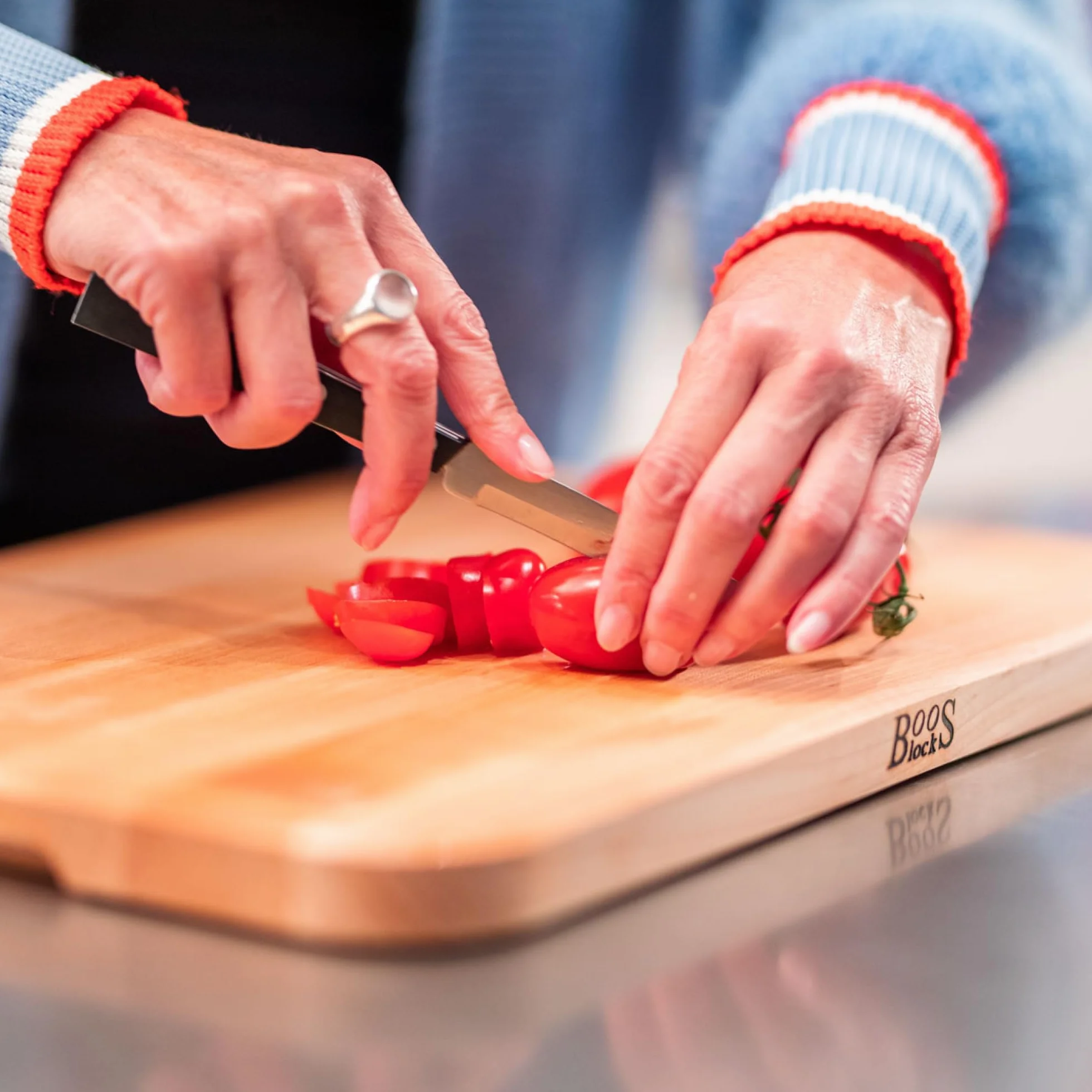 Boos Block Chop-N-Serve – 43 x 30,5 x 2,5 cm – deska uniwersalna – blok do krojenia – klon – deska do serwowania – antybakteryjna deska do krojenia – deska śniadaniowa – deska śniadaniowa – drewniana