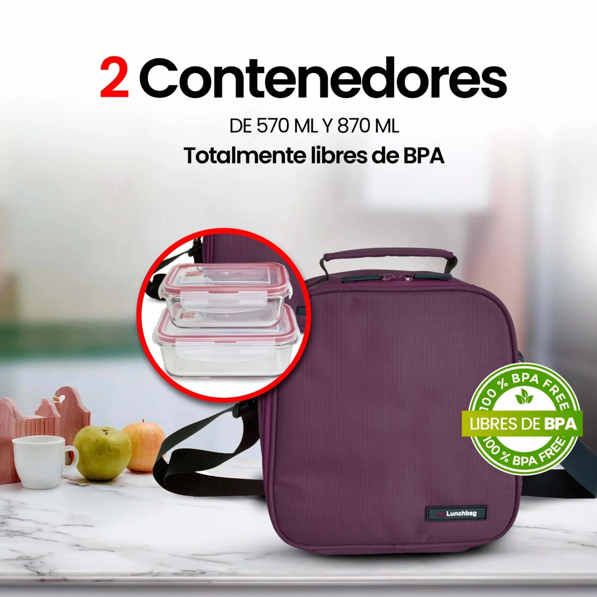 Torba termiczna na żywność 3,8 l – torba na lunch z 2 szklanymi nakładkami 0,57 l 0,84 l, torba izotermiczna z podwójnym zamkiem błyskawicznym, wodoodporne pudełka na lunch do biura, na uczelnię