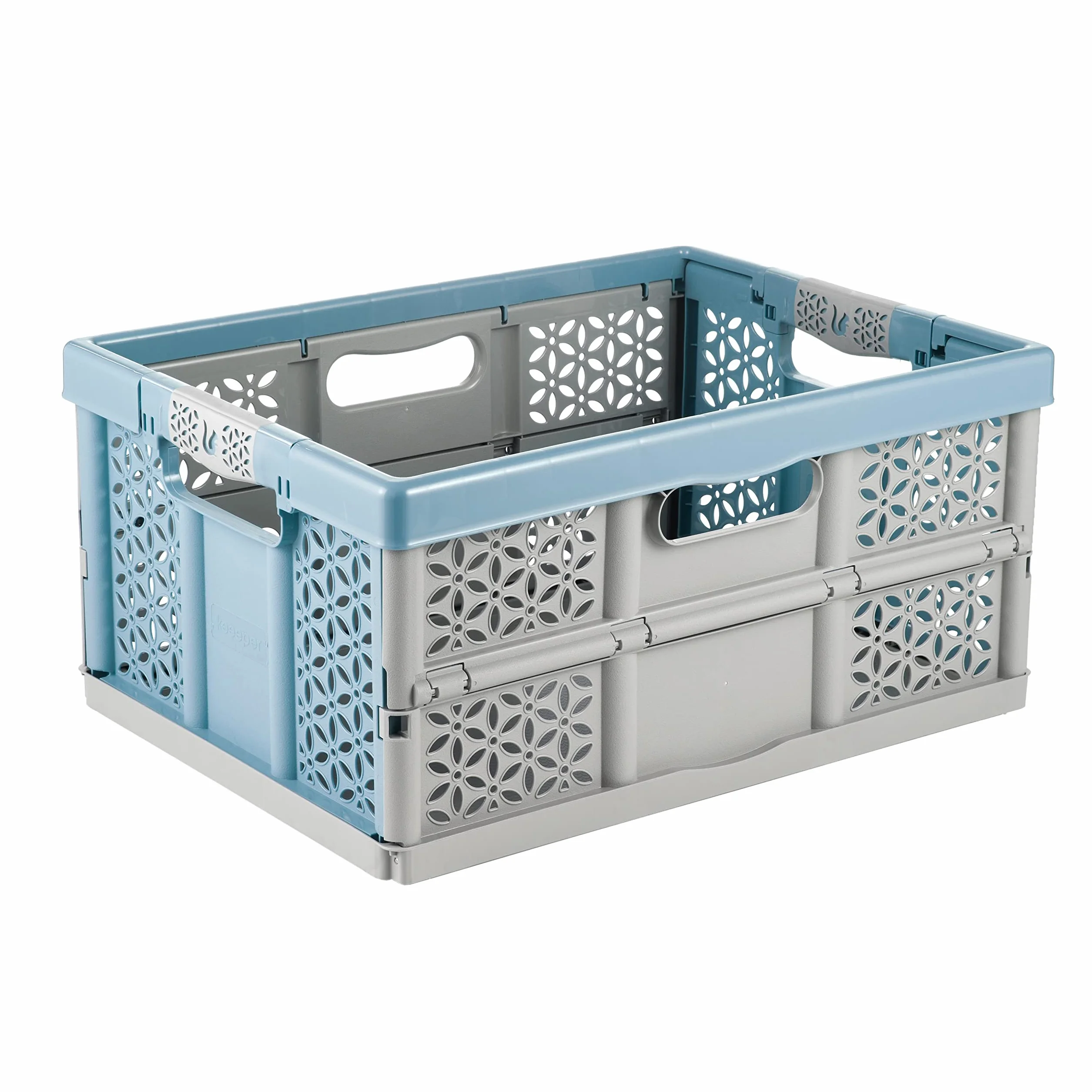 Keepper Stabilny składany kosz z miękkimi uchwytami 48x34,5x23,5 cm 32 l Lea Nordic Blue