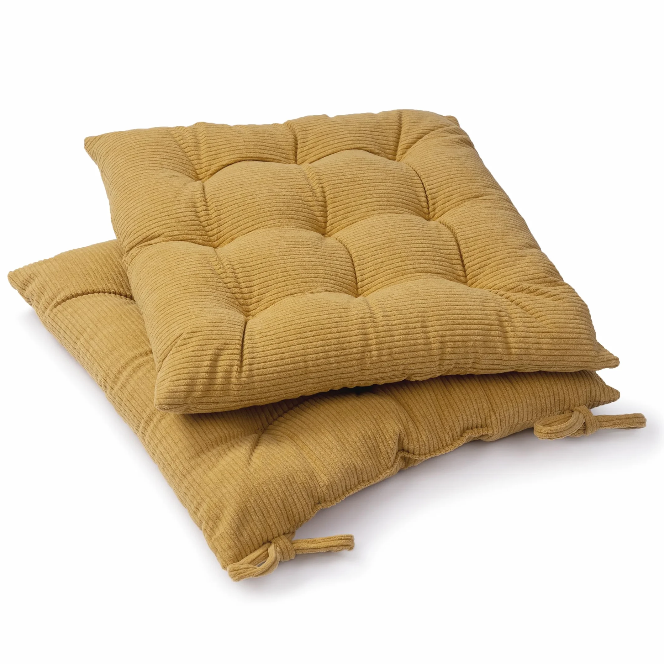 Paco Home Poduszka Na Siedzisko Z Tasiemkami 40x40 Na Krzes³o Fotel Biurowy Wewn±trz Ró¿ne Kolory Zestaw 2 sztuk, Kolor:Ochra, Rozmiar:40x40x5cm