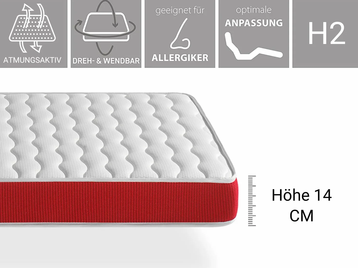 Oddychający materac piankowy 80X180 Velvet, Wysokość 14 cm, ergonomiczny i adaptacyjny