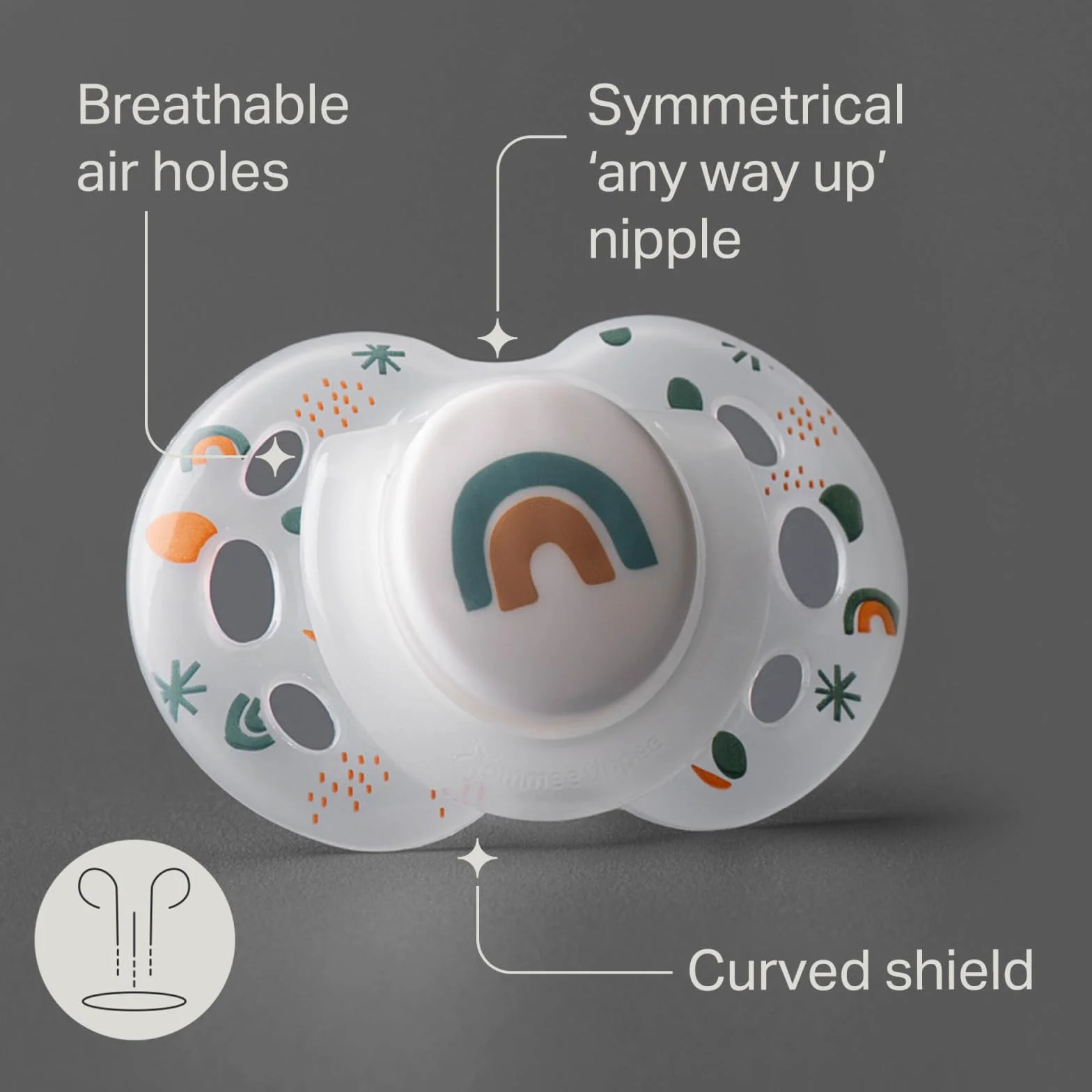 Tommee Tippee 433556 Zabawny smoczek, ortopedyczny, symetryczny, silikon, nie zawiera BPA, 18-36 miesięcy, 6 sztuk, zielony