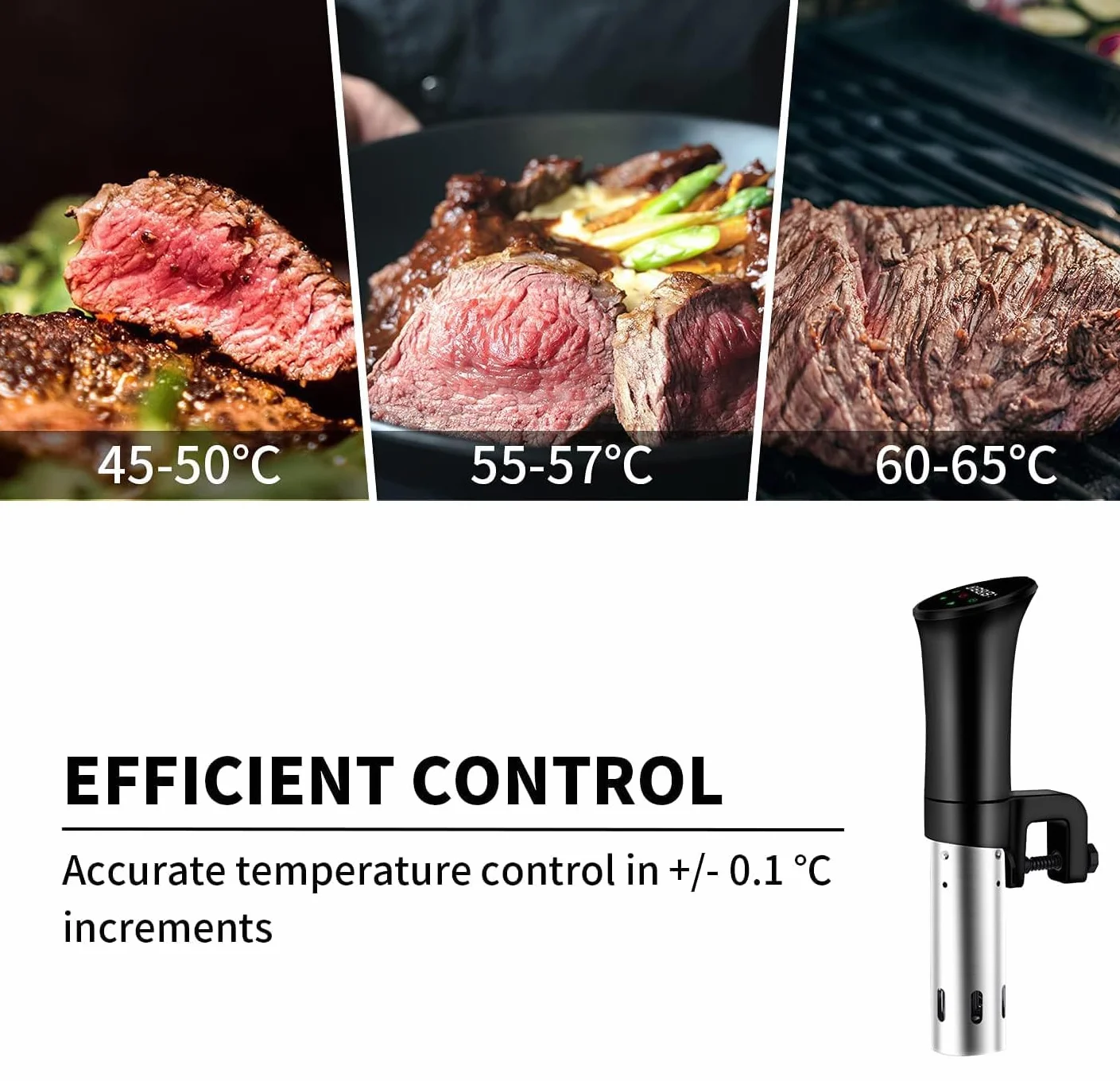 Sous vide Sous-vide Garer, precyzyjny garnek do gotowania, cyrkulator zanurzenia, wydajna, cicha cyrkulacja wody, niski poziom oleju i niskotłuszczowy, zdrowe odżywianie, czarny (wielokrotnego użytku)