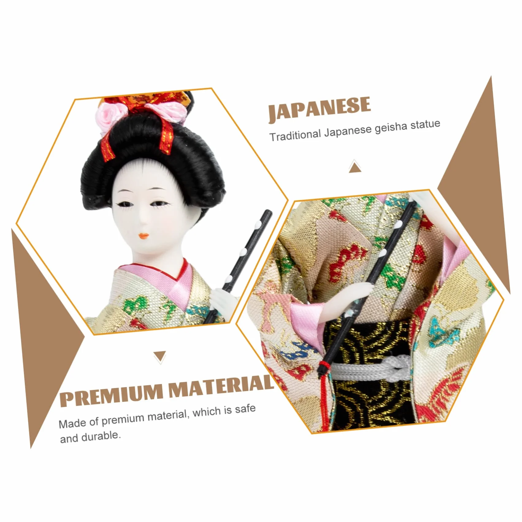 Amosfun Biuro do modeli, styl samurajski, figurka, lalka, biurko, mały przedmiot kolekcjonerski, gejsza, japońska orientalna ozdoba Kokeshi, restauracja, biurko, nowy stół, kimono rok