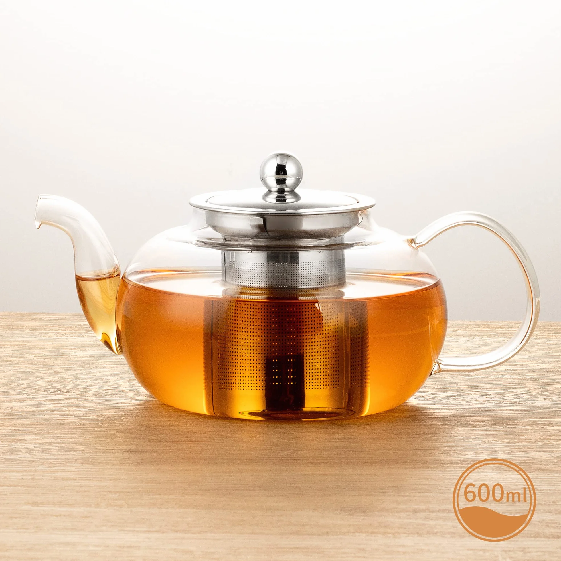 ADEL DREAM Szklany Dzbanek do Herbaty z Zaparzaczem, Czajnik z Sejfem, Kwitnące i Luźne Liście, Zestaw do Przygotowywania (1200 ml + Podgrzewacz)