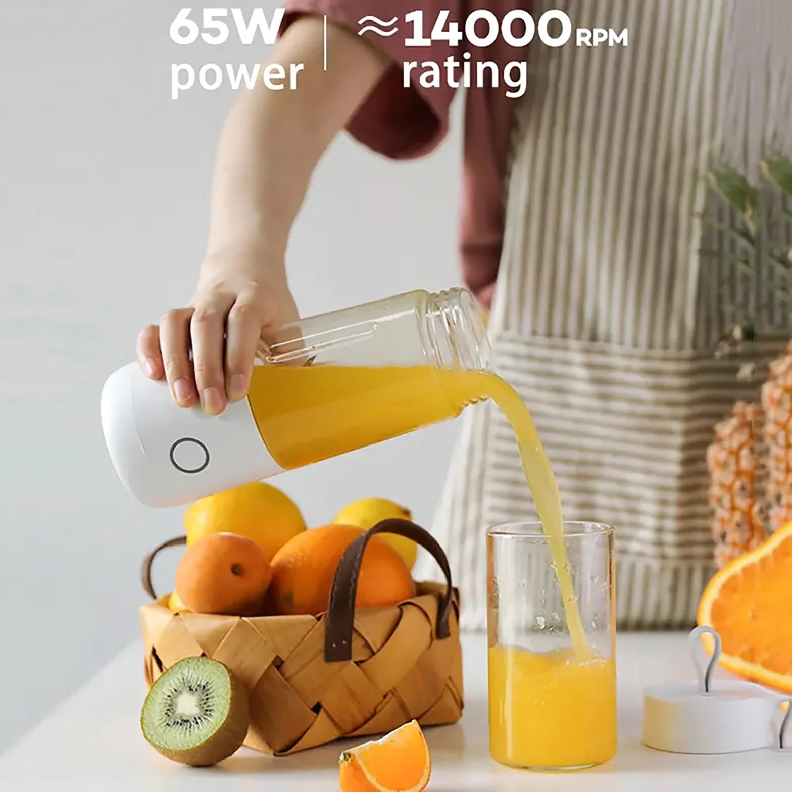 Osobisty Mikser Do Owoców Z Możliwością Ponownego Ładowania, Przenośny Mini Blender Do Smoothie 350 Ml Z 4 Ostrzami, Pojemność 15 Filiżanek/w Pełni Naładowany, Łatwy Do Czyszczenia, Do Smoothie