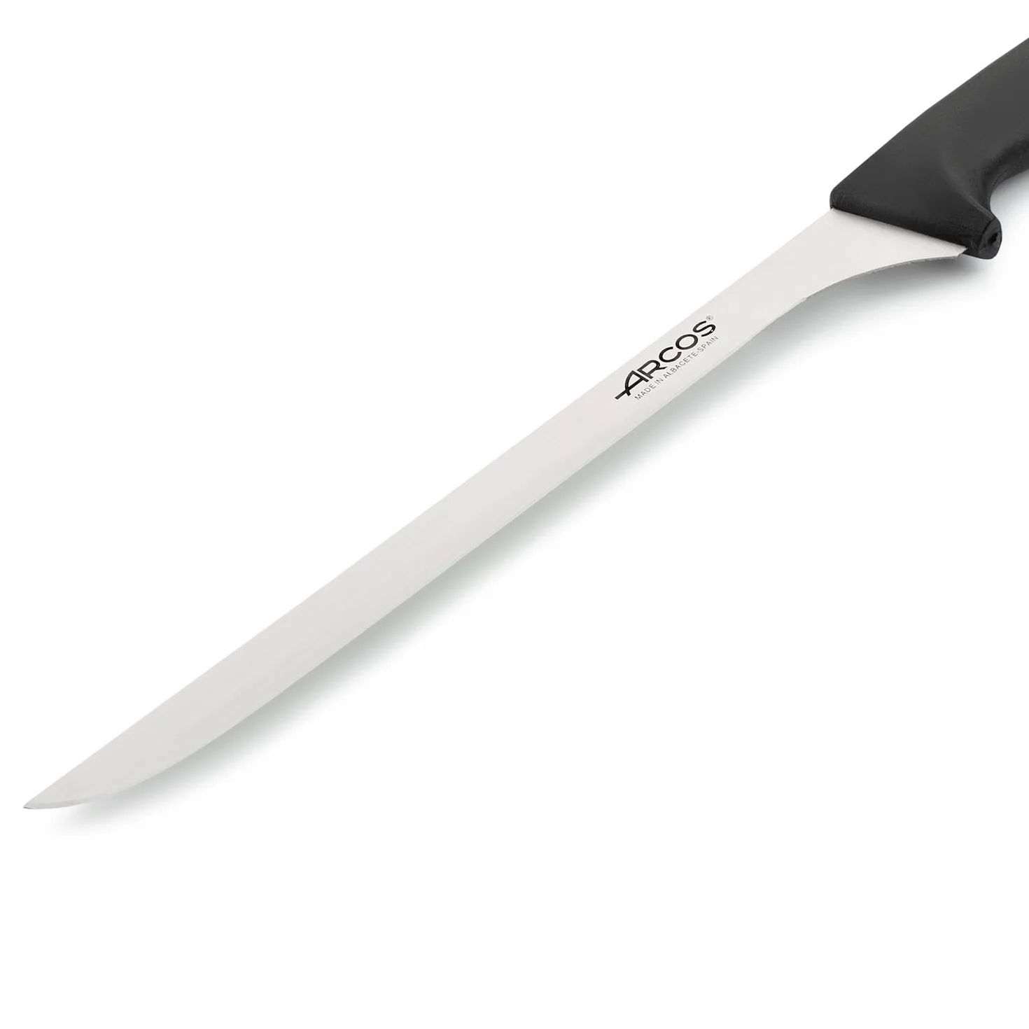 ARCOS Niza Elastyczny Nóż do Szynki o długości 230 mm do Krajania Kawałków Szynki; Profesjonalny Nóż Kuchenny do Szynki; Odpowiedni do Krajania Plastrów; Kolor Czarny