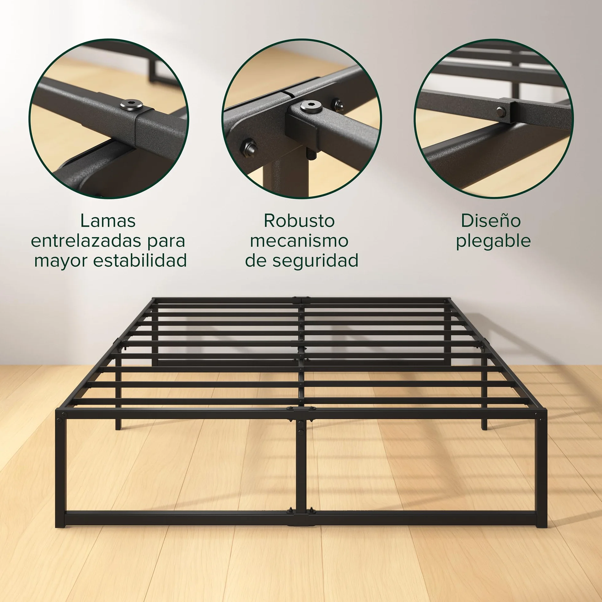 Zinus Łóżko Lorelai 135x190 cm - Wysokość 36 cm ze schowkiem pod łóżkiem - Metalowa rama łóżka platformy - biała