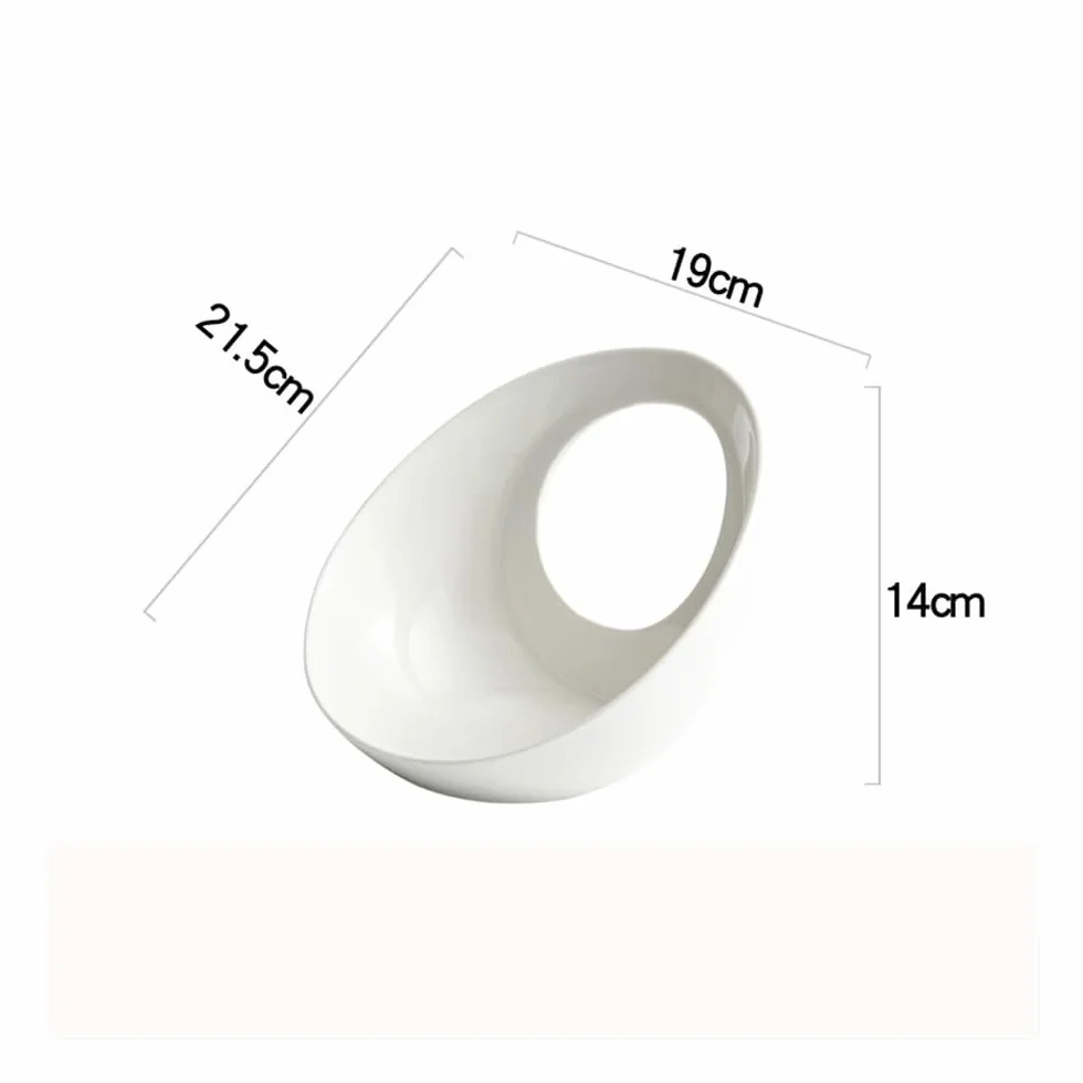 Talerze Obiadowe Czysty biały talerz ceramiczny o specjalnym kształcie - talerz do sałatek deserowych i przekąsek(19cm)