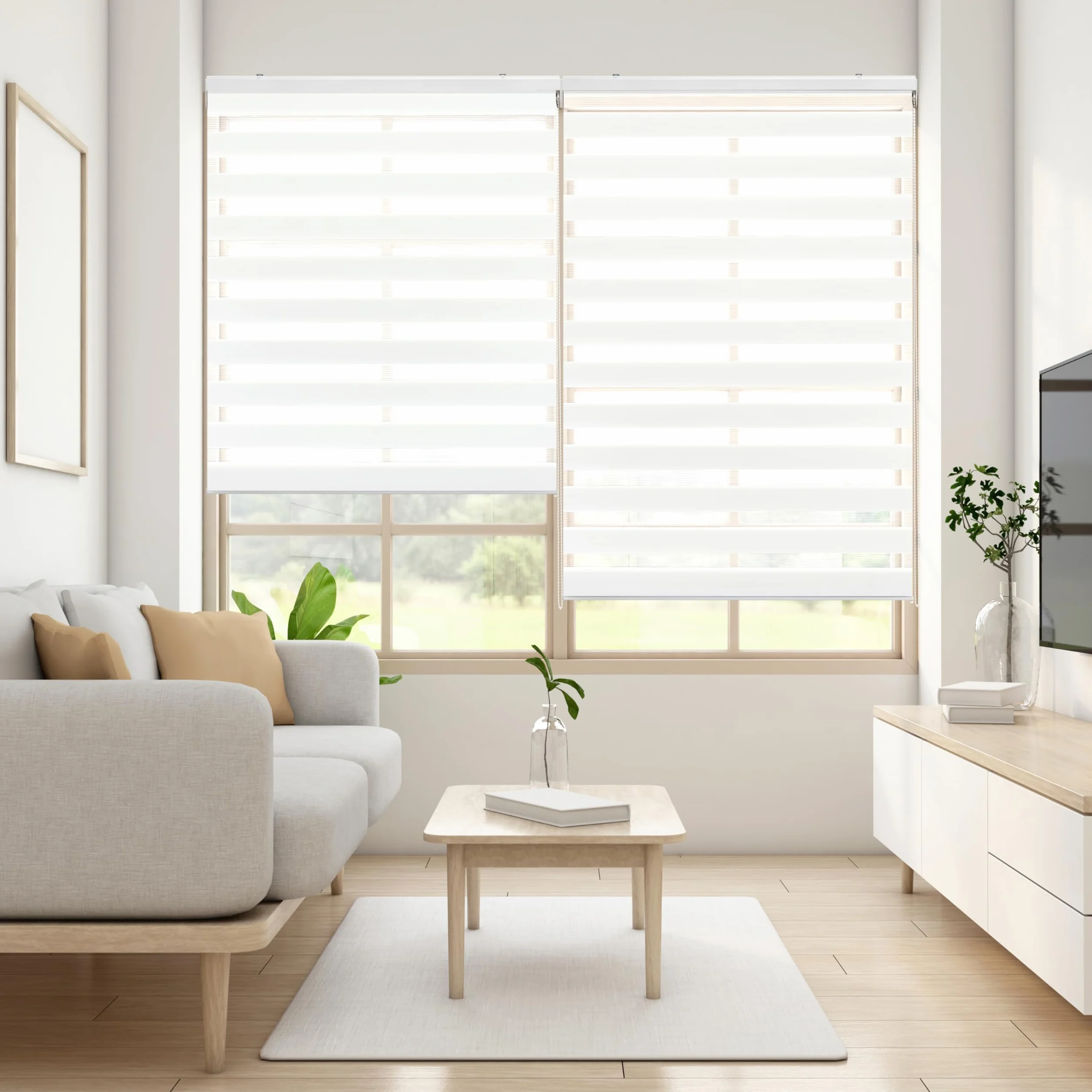 Blindecor Lira Roleta dzień i noc, zasłona wewnętrzna, eleganckie zasłony dzień i noc, 120 x 250 cm, Biały