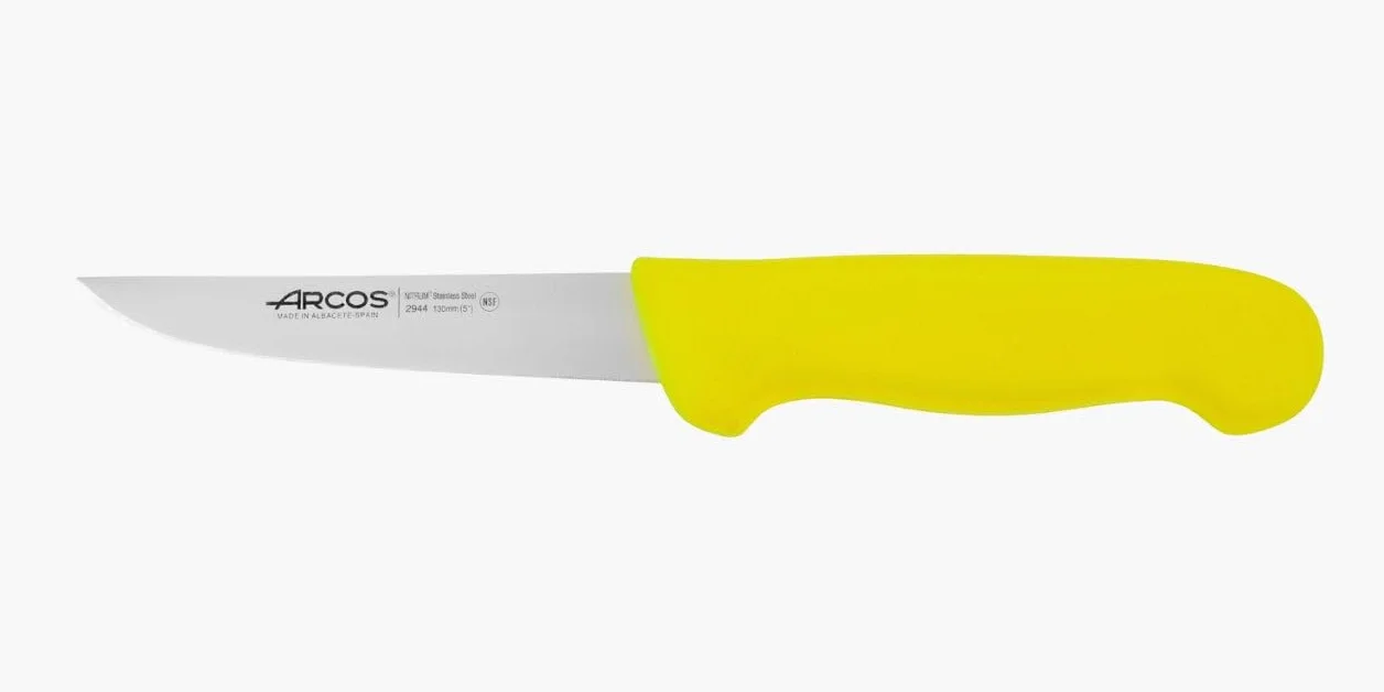 Arcos 294400 seria 2900-boning nóż nóż nitrm 130 mm (5,12 cala) - uchwyt polipropylenowy żółty kolor, stal nierdzewna 18/8