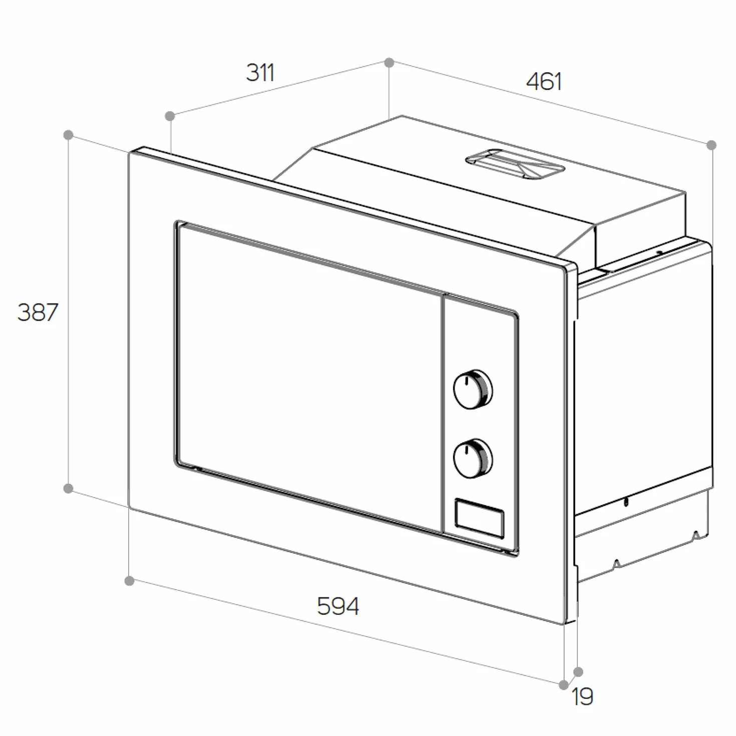 Taurus MO20WHM kuchenka mikrofalowa, pojemność 20 l, 800 W, grill 1000 W, 5 poziomów mocy, 3 kombinacje grill+gotowanie, funkcja rozmrażania, timer do 35 min, łatwa instalacja