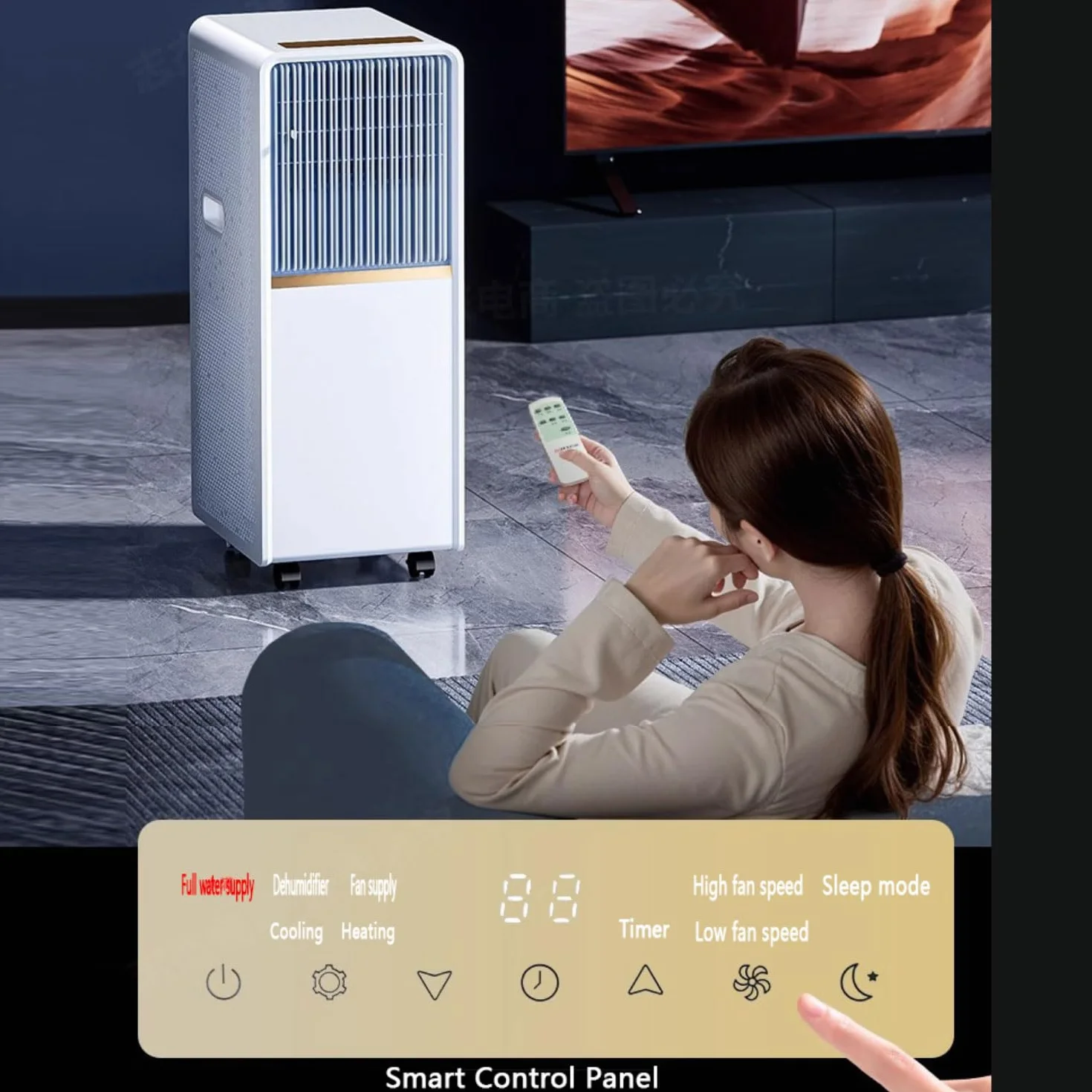 Przenośny klimatyzator 12000 BTU, inteligentny klimatyzator z pilotem i zestawem okiennym, cichy wentylator 48 dB do biura, nie wymaga ściany