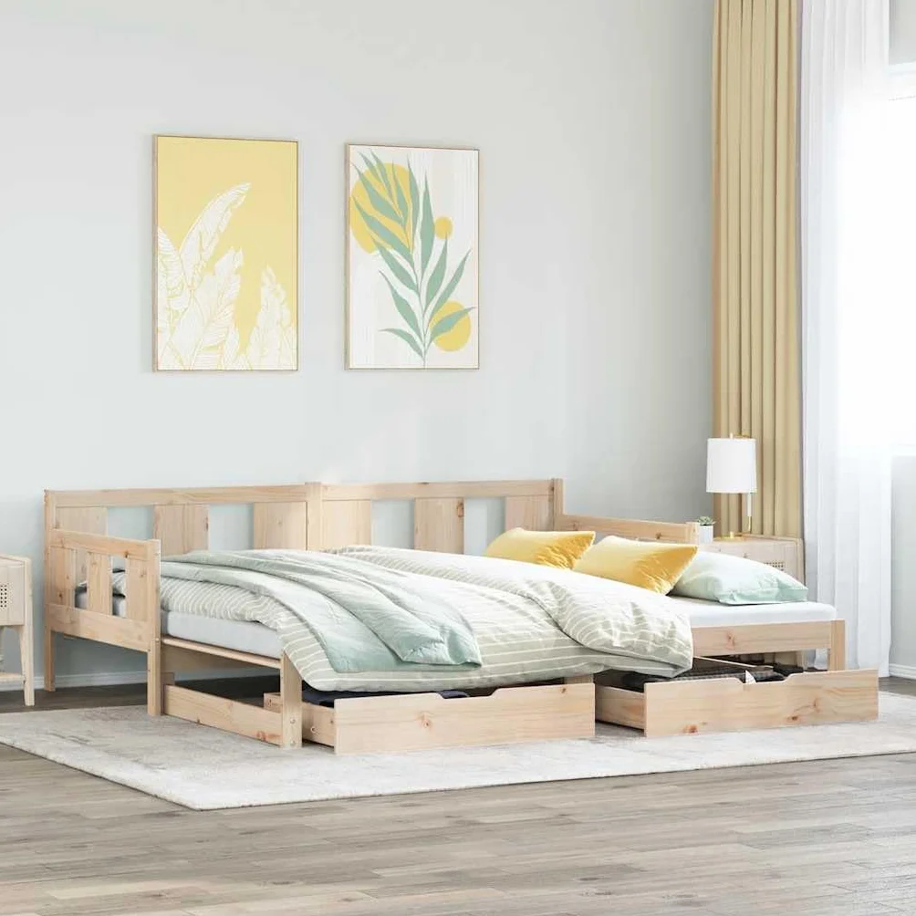 vidaXL Sofa rozsuwana z szufladami, bez materaca, 90x190 cm