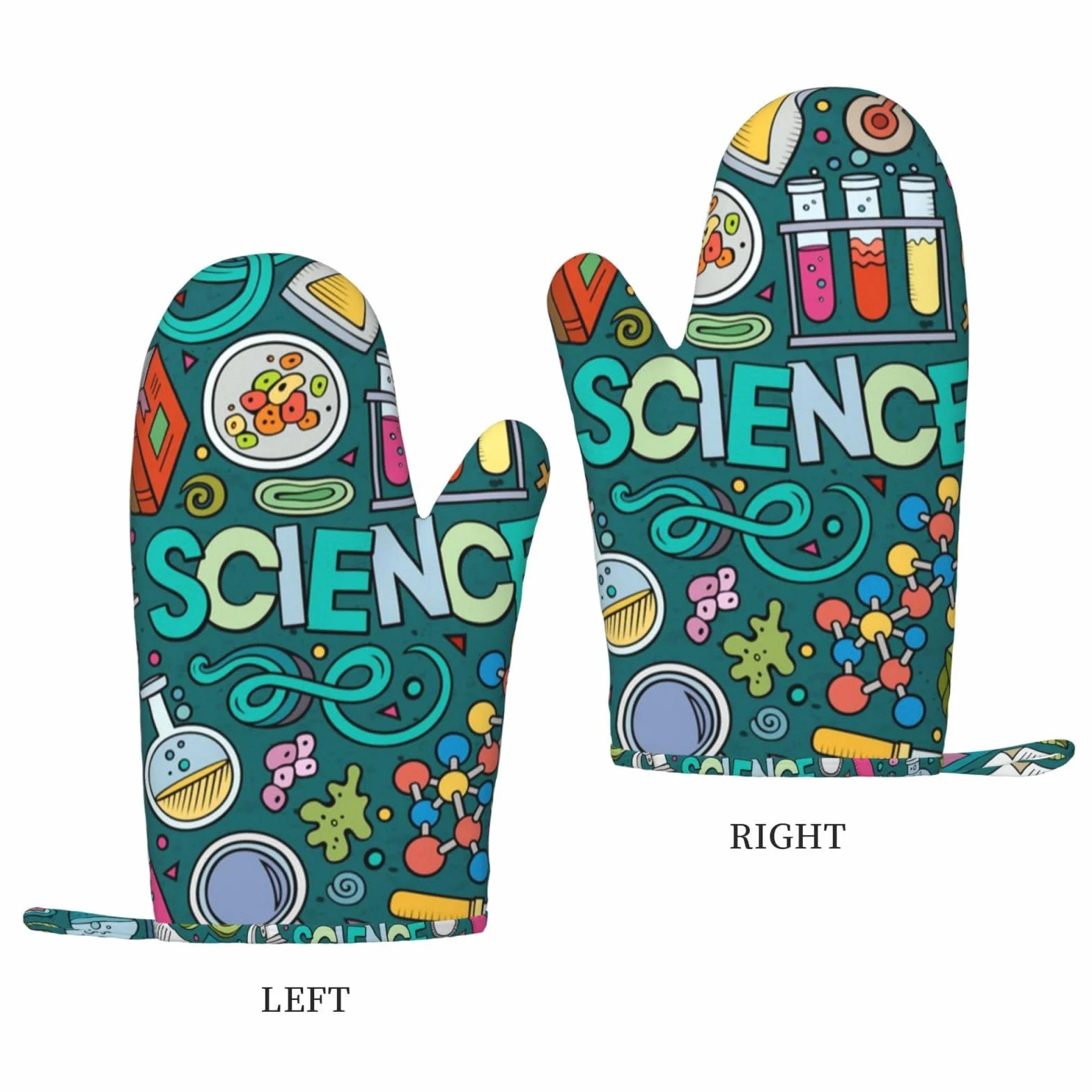 Cartoon Science Theme drukowane żaroodporne rękawice i podkładki silikonowe rękawice kuchenne