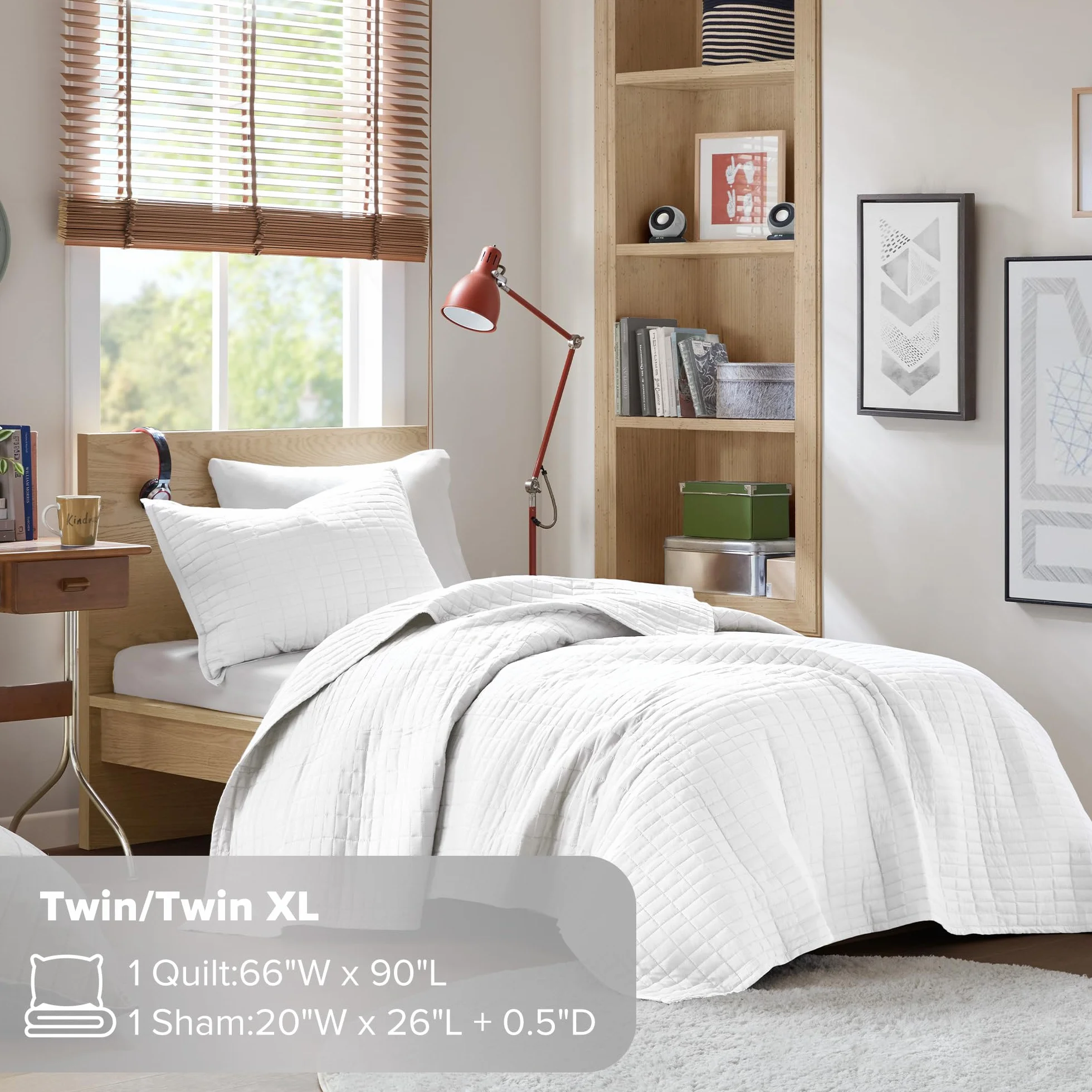 Comfort Spaces Kienna Quilt Set Double Sided Stitching White Twin/Twin XL 2 Piece