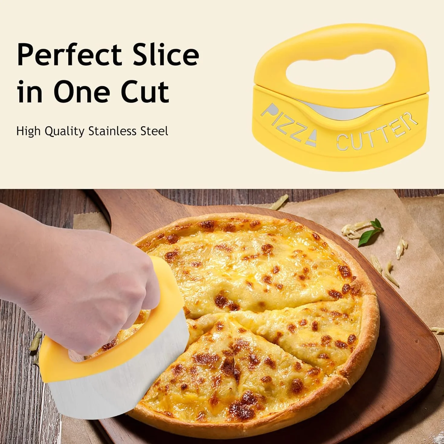 Profesjonalna krajalnica do pizzya ze stali nierdzewnej z pokrywką i kartą do ciasta, nóż do pizzya, akcesoria kuchenne (pomarańczowy)