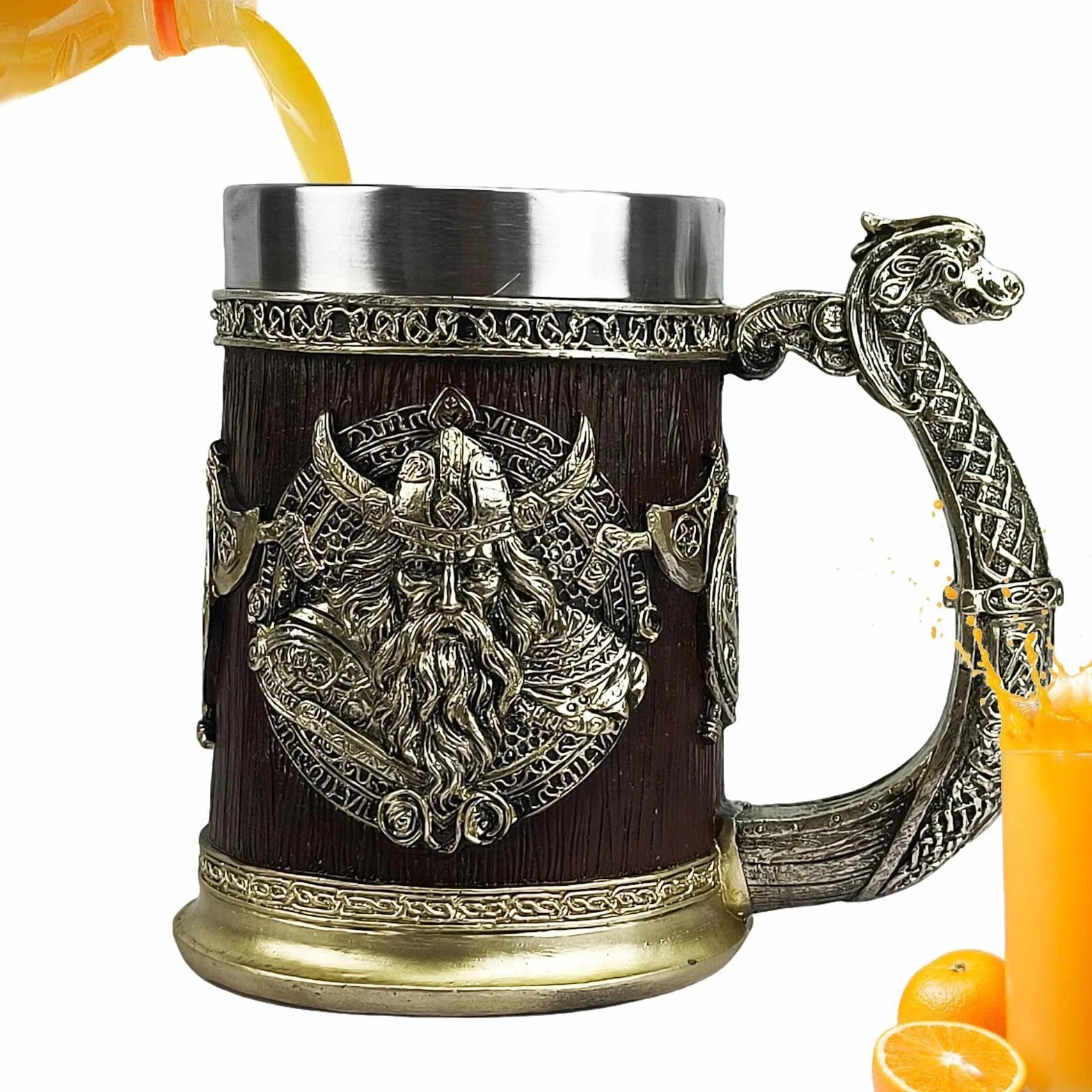 ?redniowieczny kubek, ?ywiczny kufel na piwo do whisky, 600 ml, kubek do kawy wikingów, beczka do whisky, antyczna m?ska beczka do dekoracji imprezowej, nordycki wystrój