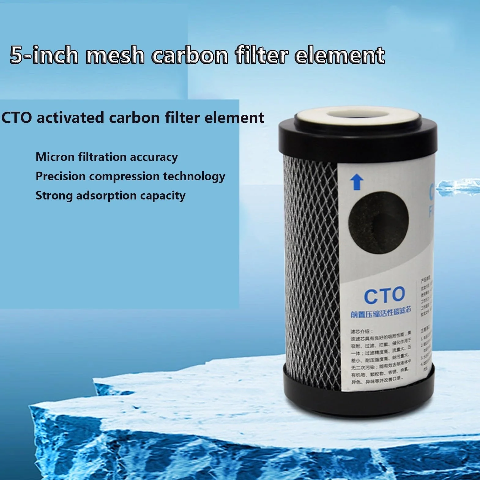 Filtr do wody CTO Carbon Block 2,5" x 5", 10 szt. wkładów zamiennych, do systemów filtracji całego domu o średnicy 5 cali