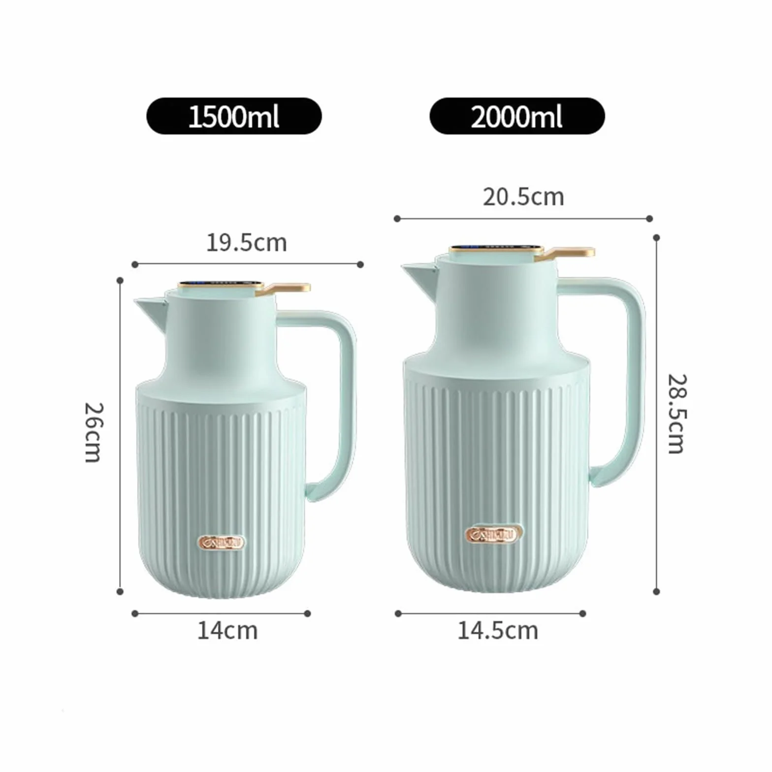 dzbanek termiczny, Dzbanek termiczny z podwójną ścianką, Dzbanek termiczny, Dzbanek termiczny do kawy, Termos domowy 1,5 l/2 l, inteligentny wyświetlacz temperatury, szklany termos próżniowy, wewnętrz