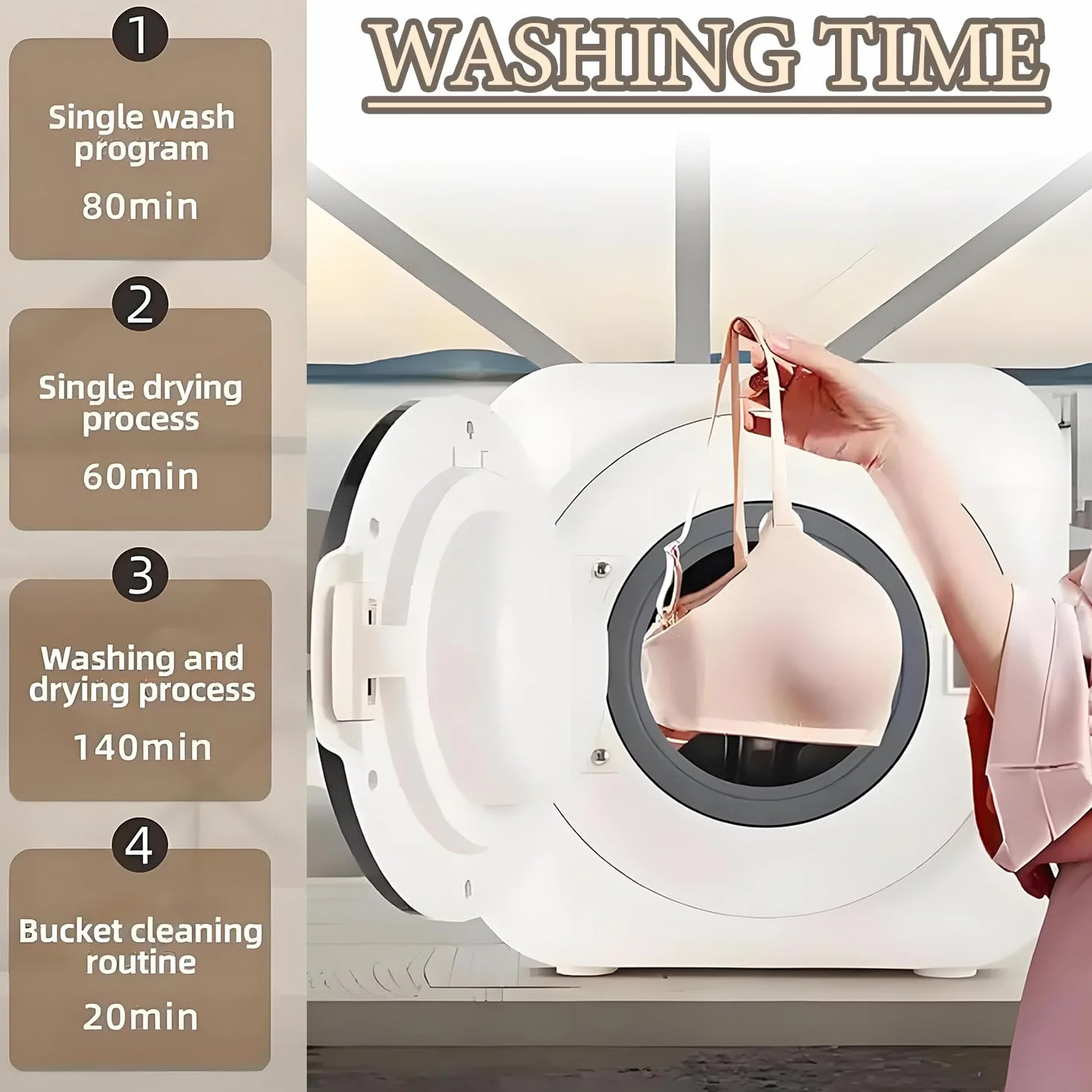 Automatyczna mini pralka, w pełni automatyczna pralka i wirówka, pojemność 3 kg, suszenie w wysokiej temperaturze 95°C, do akademików i apartamentów wakacyjnych