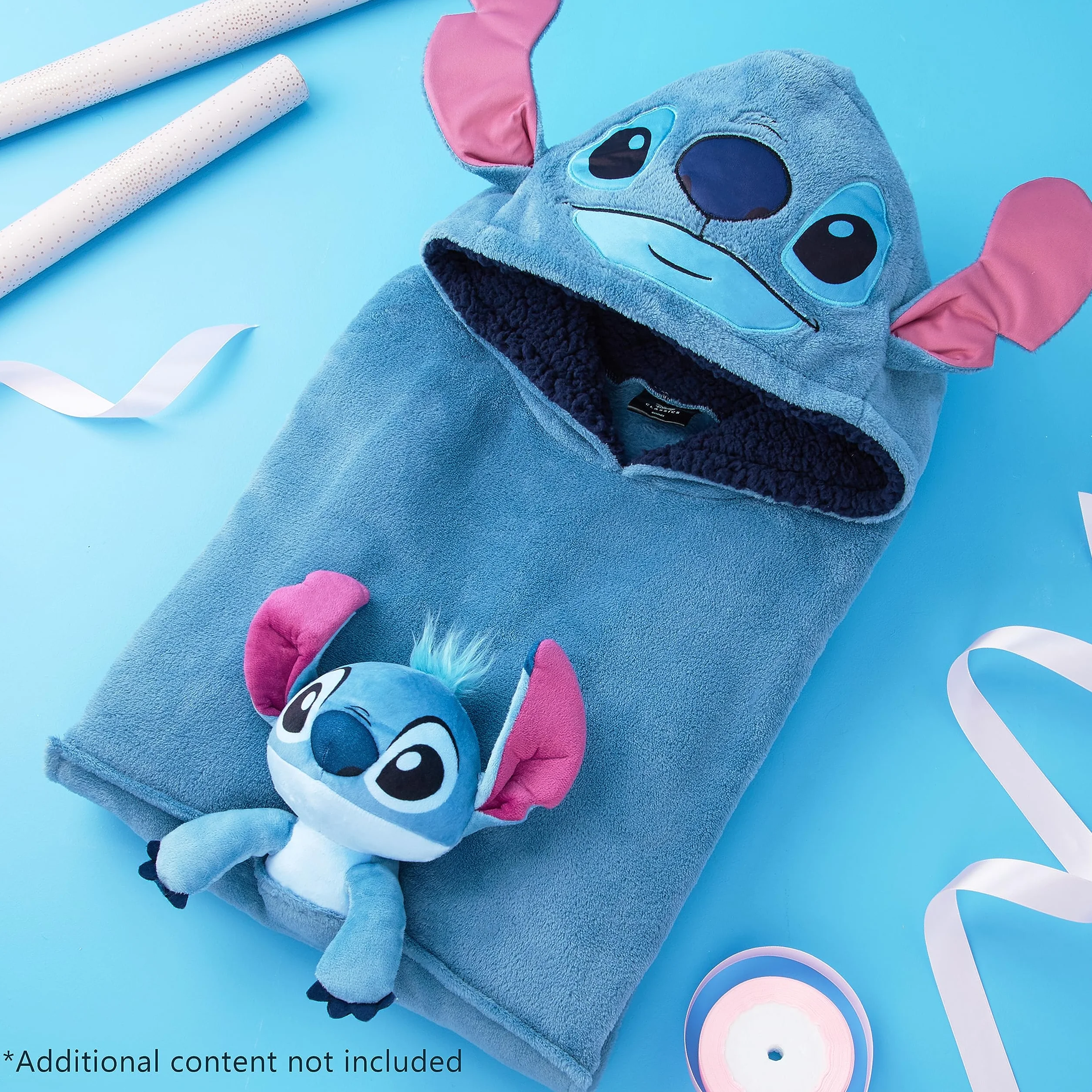 Disney Stitch polarowy koc z kapturem z pluszową zabawką dla dzieci, nastolatków, Kłapouchy Anioł Myszka Minnie, dziecięca bluza z kapturem oversize