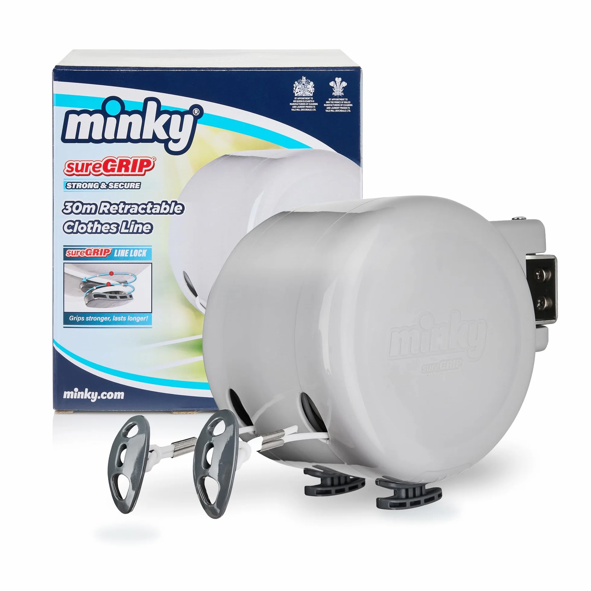 Minky Wysuwana linka do suszenia prania na zewnątrz, 30 m (2 x 15 m)