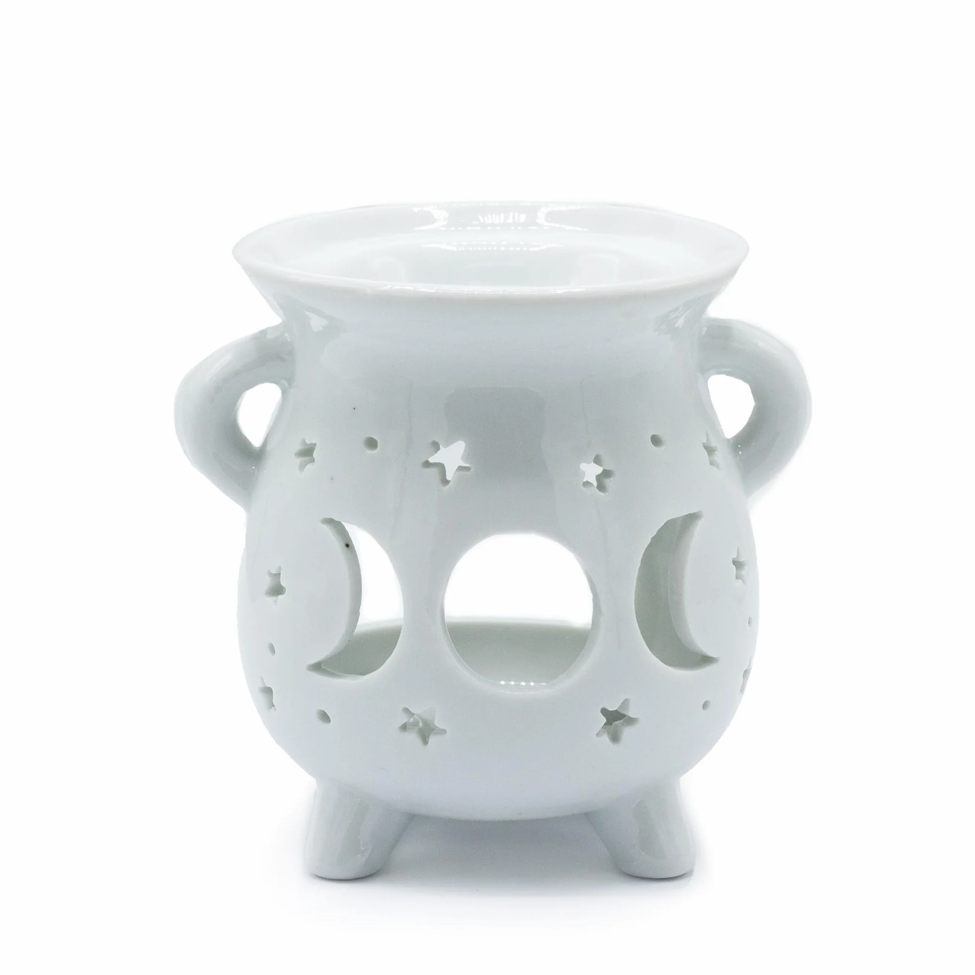 Palnik olejowy kocioł Potrójny księżyc biały ceramiczny - 9,5x10x8cm