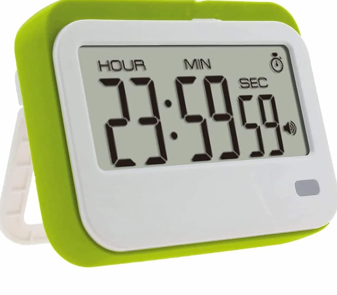 Minutniki, minutnik kuchenny z budzikiem 12/24 godzinny cyfrowy minutnik gotowania, wysuwana podstawa Duży wyświetlacz LCD (kolor: szary) (Color : gr�n)