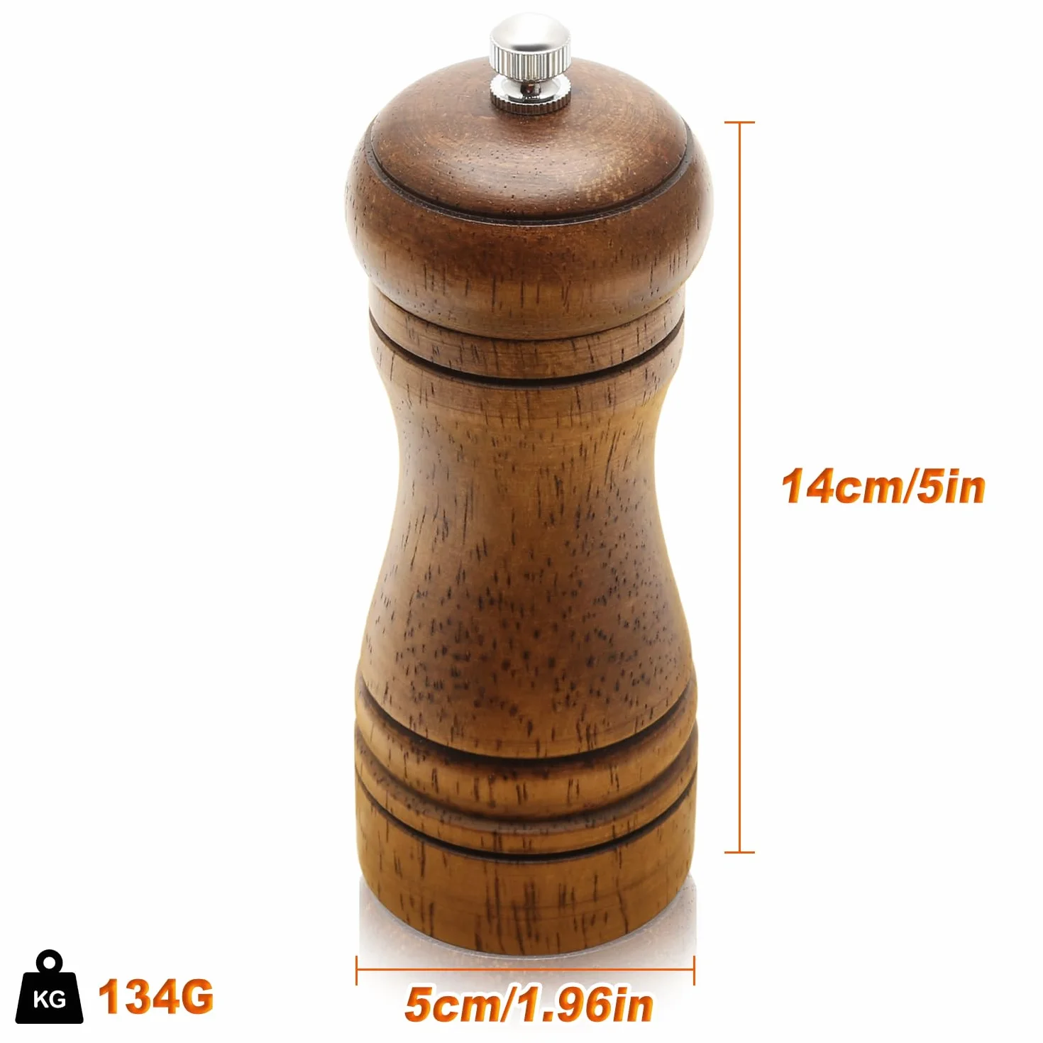 Zestaw młynków do soli i pieprzu, drewniany młynek do pieprzu, wielokrotnego napełniania, ręczna butelka do mielenia przypraw, soli, pieprzu, z regulowanym ceramicznym wirnikiem, do kuchni, chili