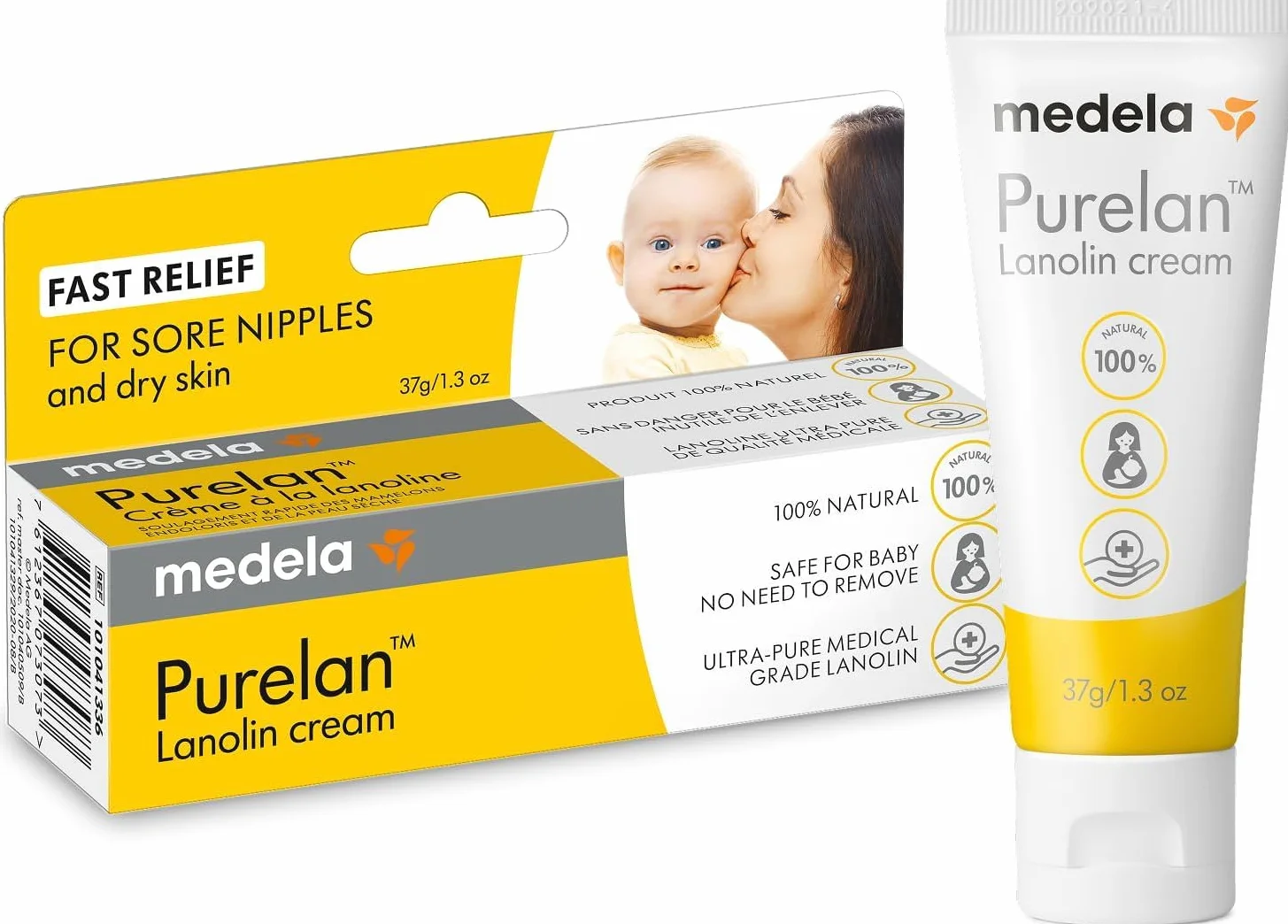 Medela Purelan 37g Lanolina krem do sutków, szybki ulga w przypadku obolałych sutków i suchej skóry, w 100% naturalny, hipoalergiczny, testowany dermatologicznie i bezzapachowy